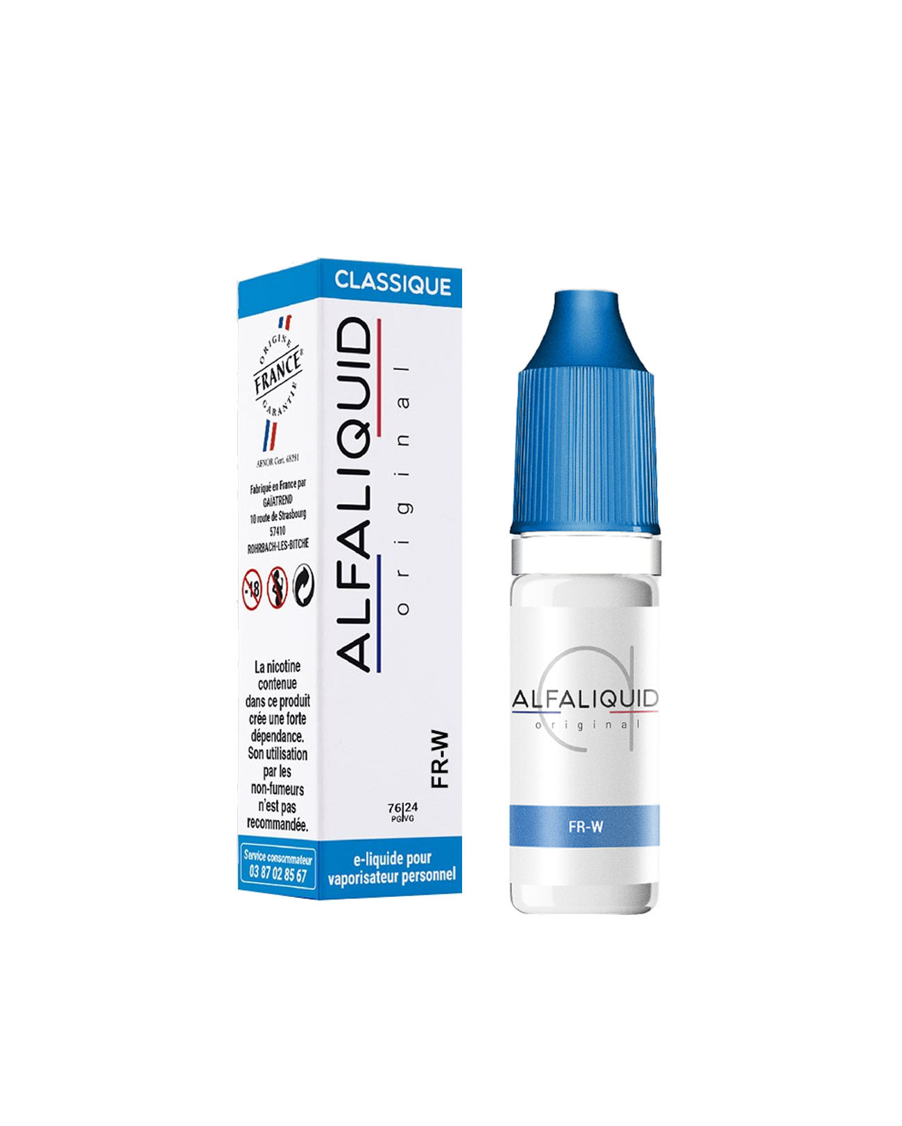 Packaging boîte e-liquide 10 ml FR-W Alfaliquid