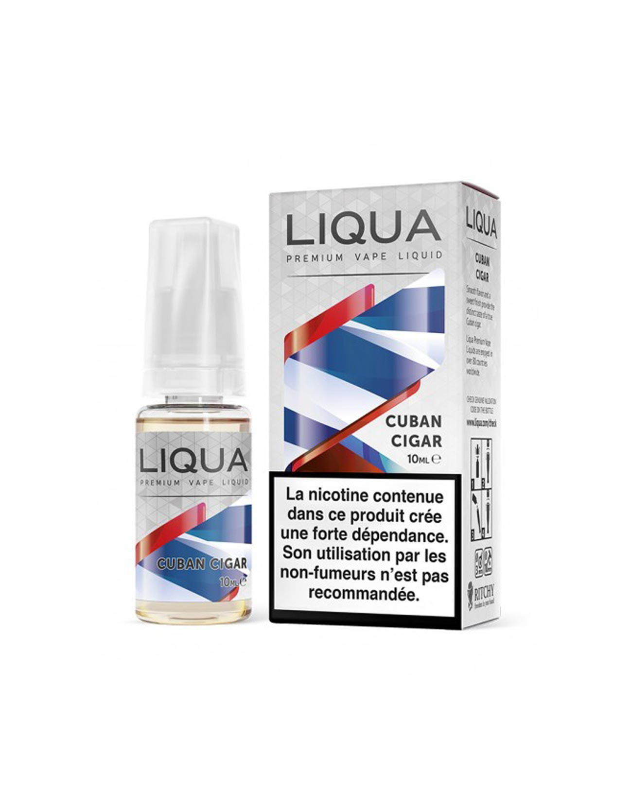 Packaging boîte e-liquide 10 ml Cigare Cubain Liqua