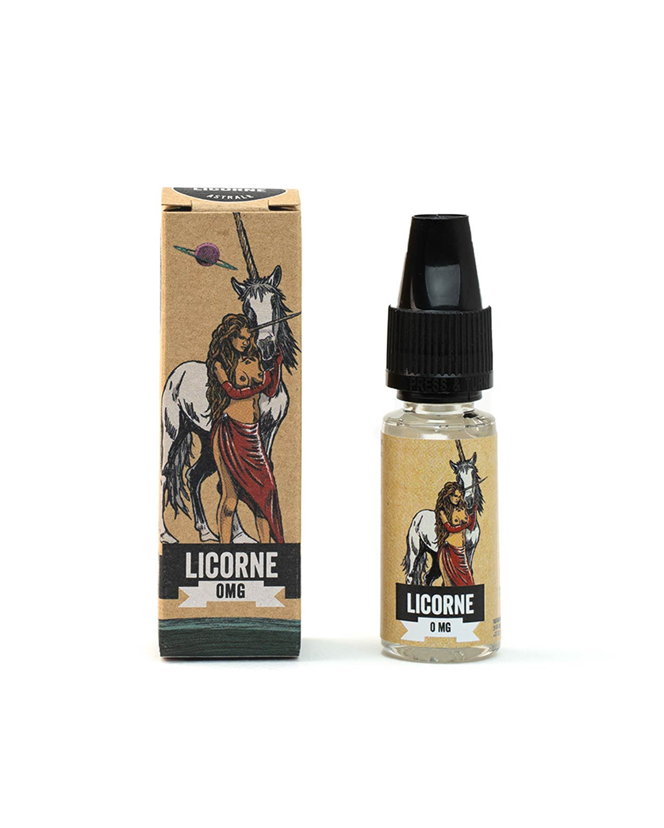 Packaging boîte e-liquide 10 ml Licorne Curieux