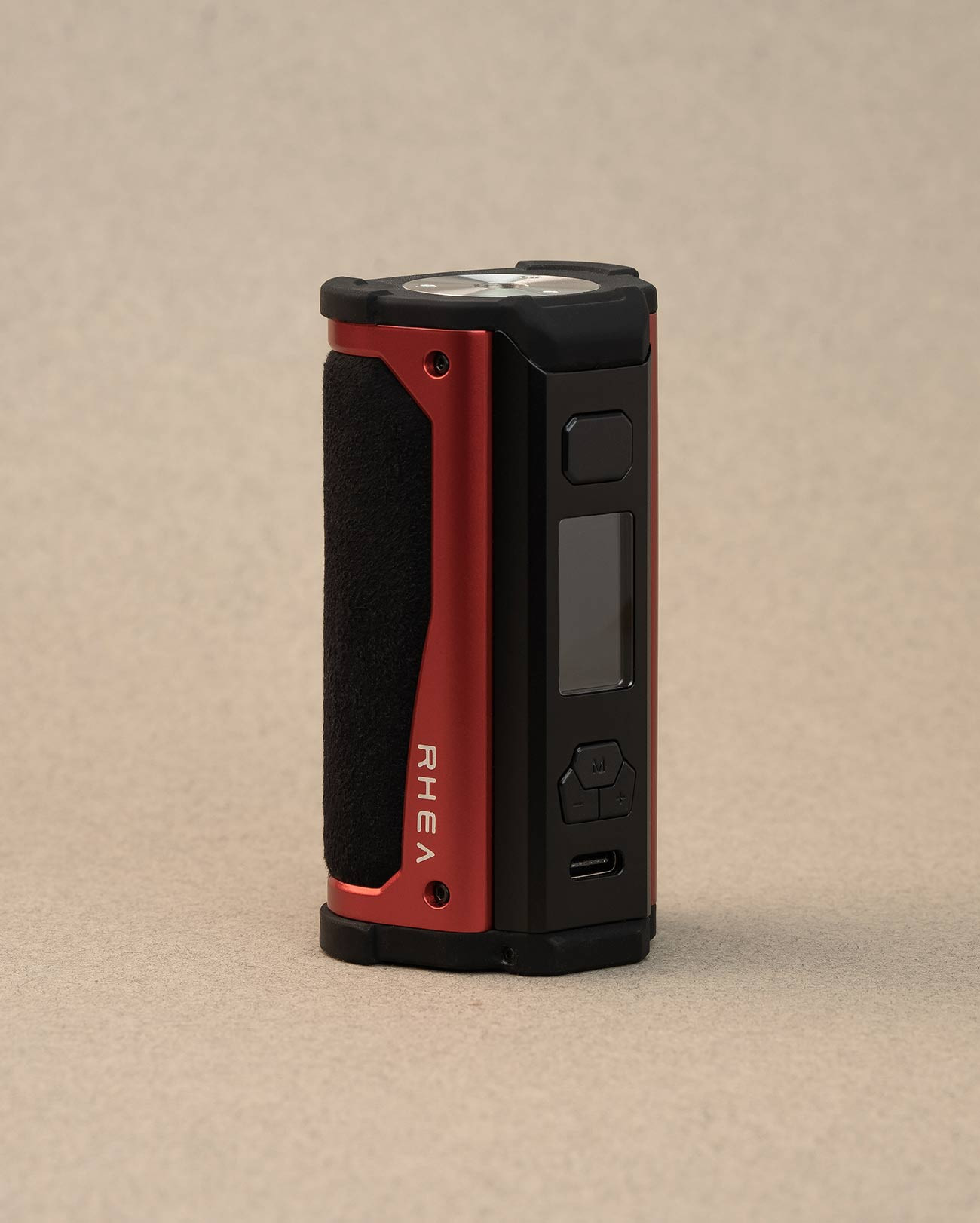 Mod box double accus Rhea couleur Red Black Alcantara par Aspire