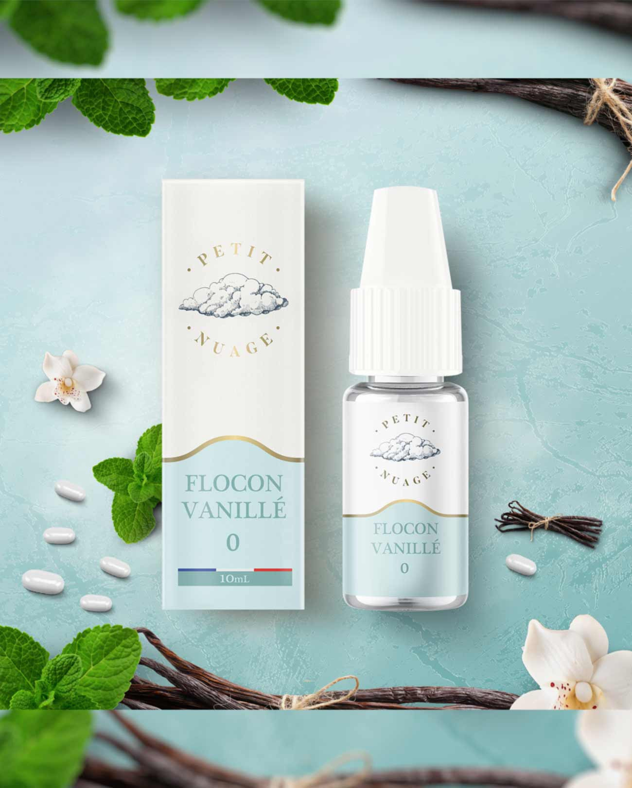 Packaging boîte e-liquide 10 ml Flocon Vanillé Petite Nuage Levest