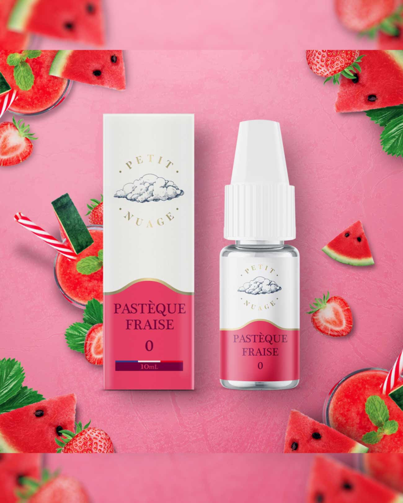 Packaging boîte e-liquide 10 ml Pastèque Fraise Petite Nuage Levest