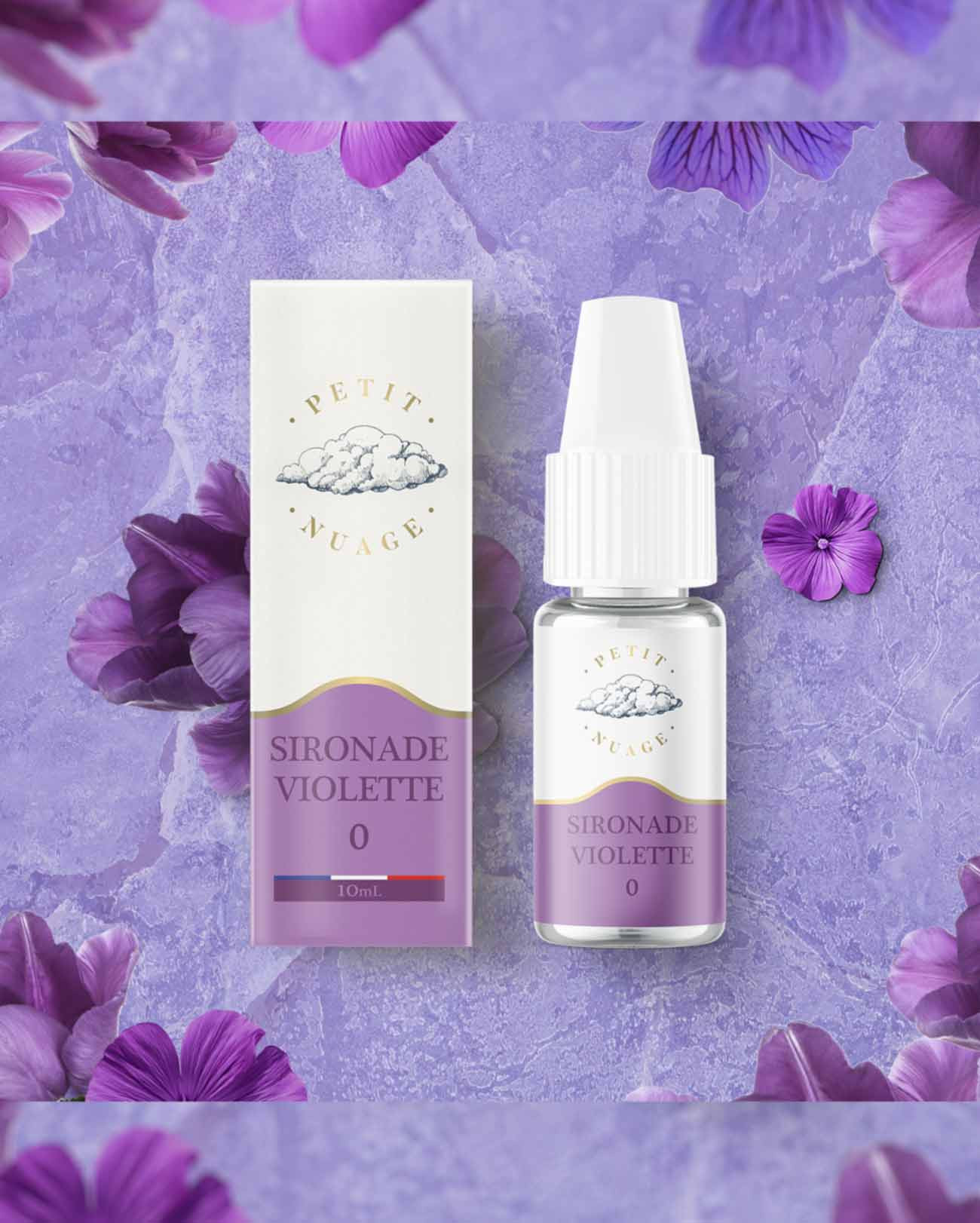 Packaging boîte e-liquide 10 ml Sironade Violette Petite Nuage Levest