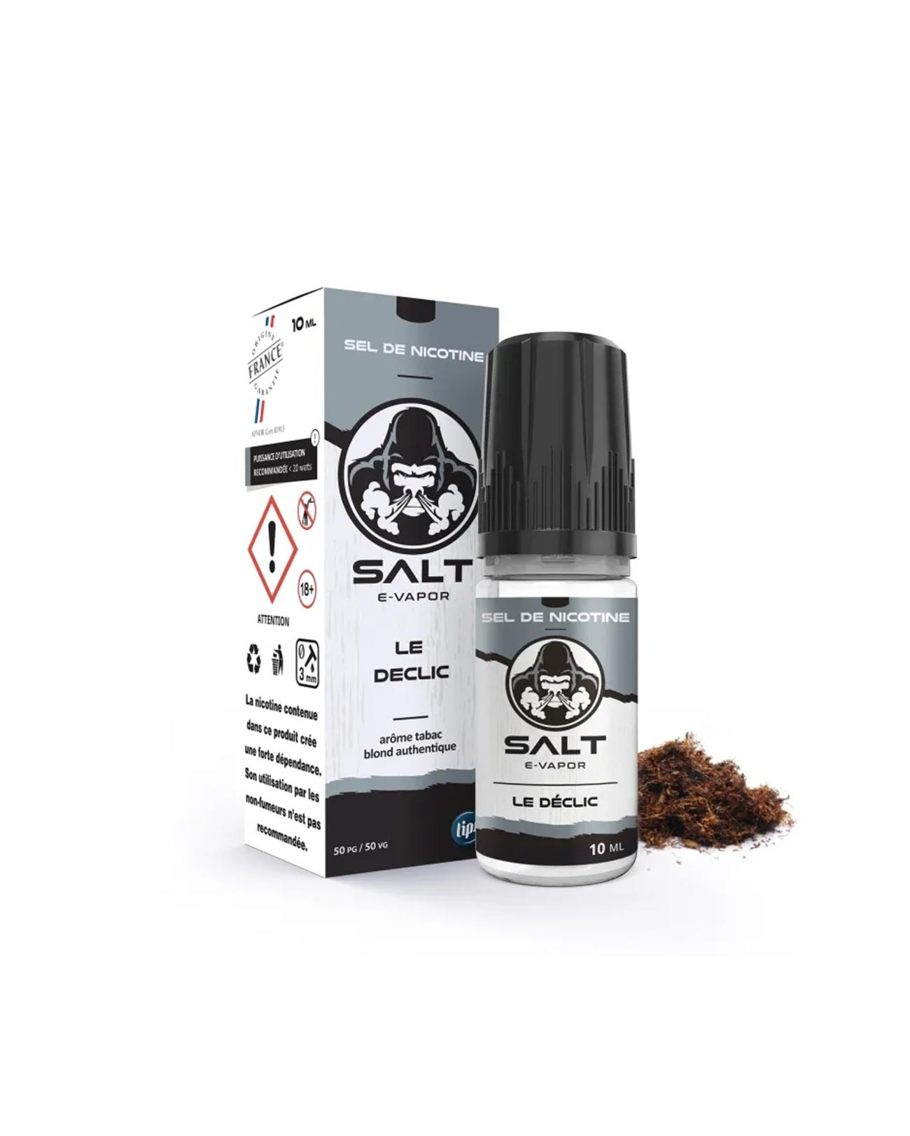 Packaging boîte e-liquide 10 ml Le Déclic sels de nicotine Salt E-Vapor