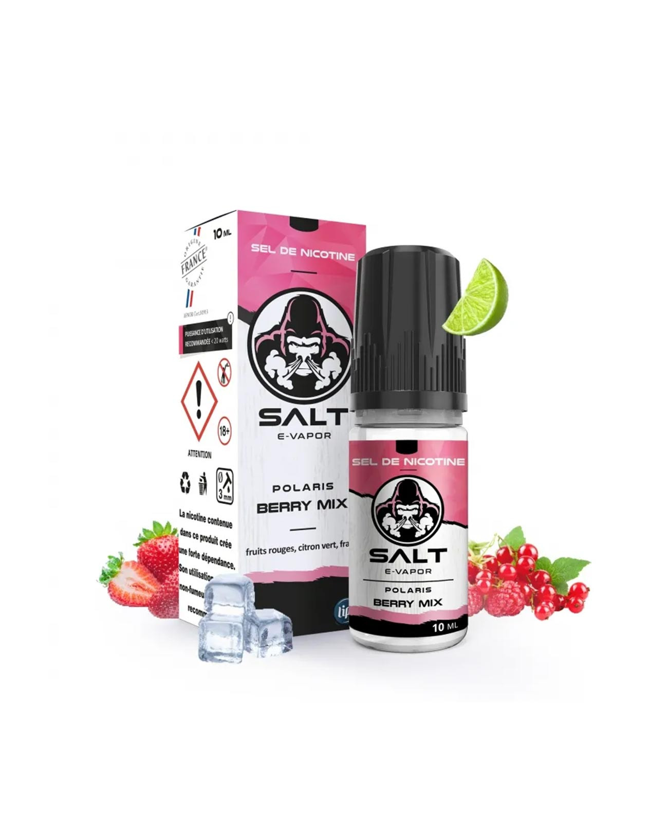 Packaging boîte e-liquide 10 ml Polaris Berry Mix sels de nicotine Salt E-Vapor
