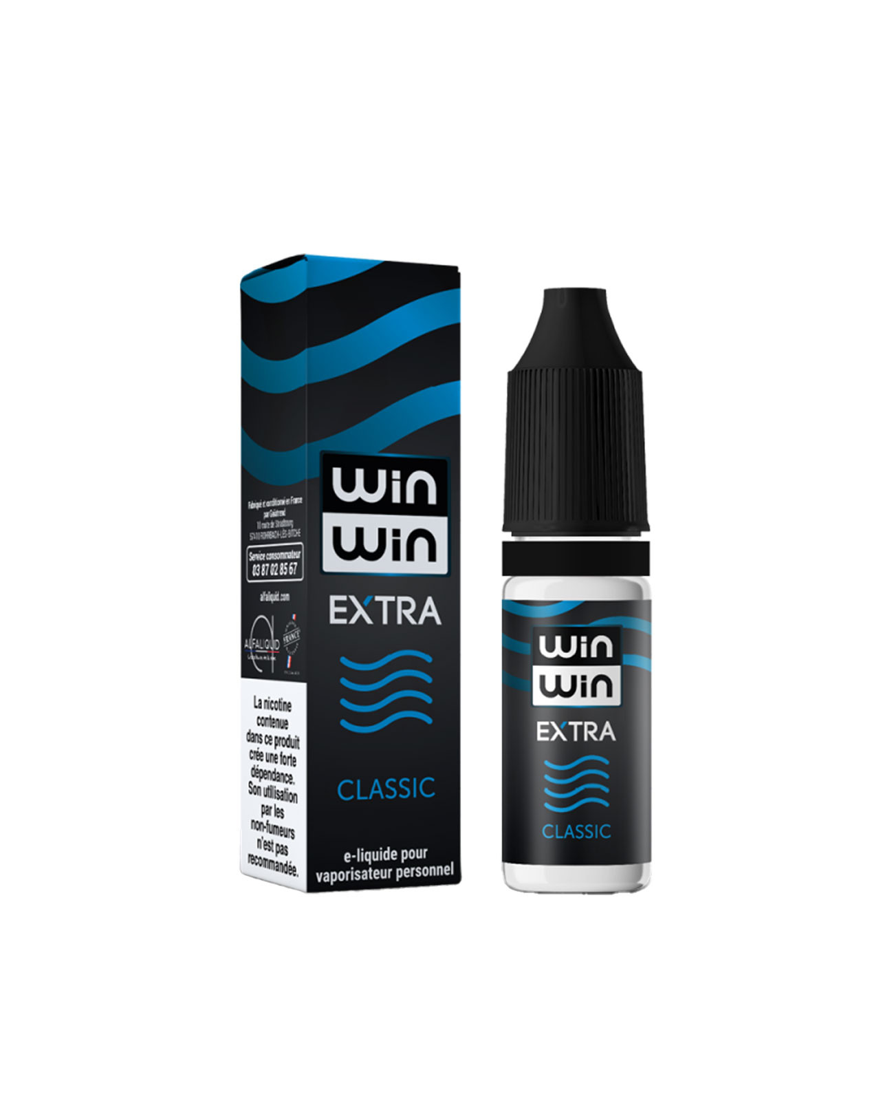 Packaging boîte e-liquide 10 ml Classic Extra sels de nicotine Win Win Alfaliquid