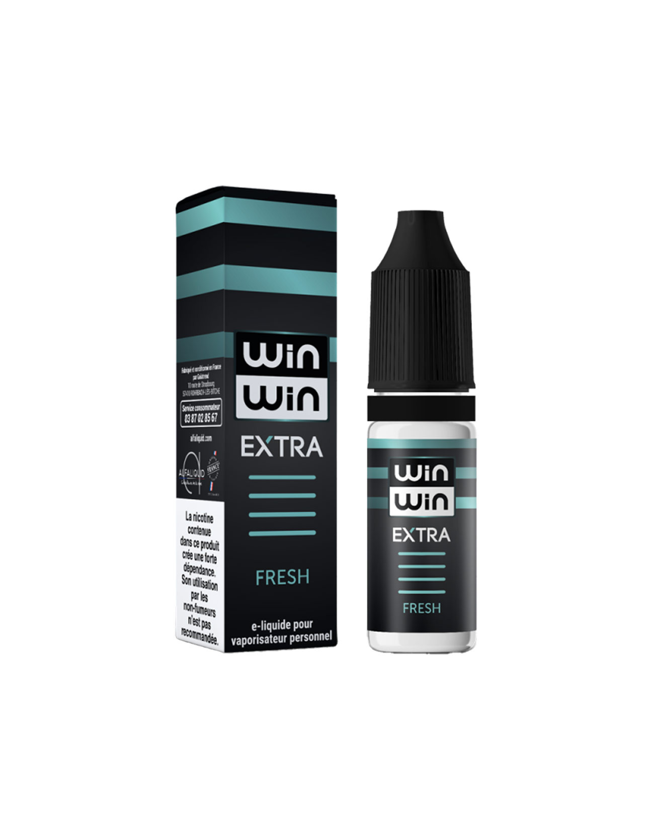 Packaging boîte e-liquide 10 ml Fresh Extra sels de nicotine Win Win Alfaliquid