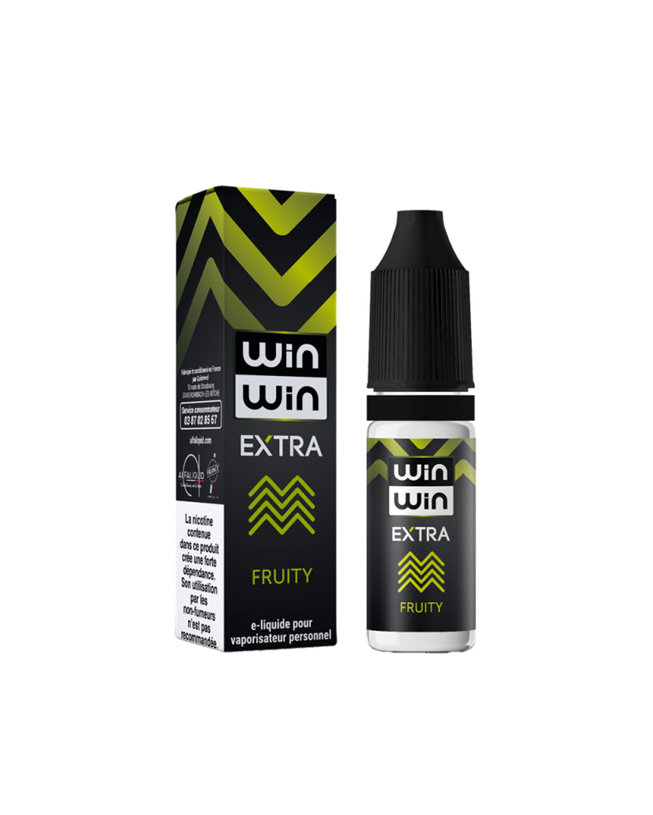 Packaging boîte e-liquide 10 ml Fruity Extra sels de nicotine Win Win Alfaliquid