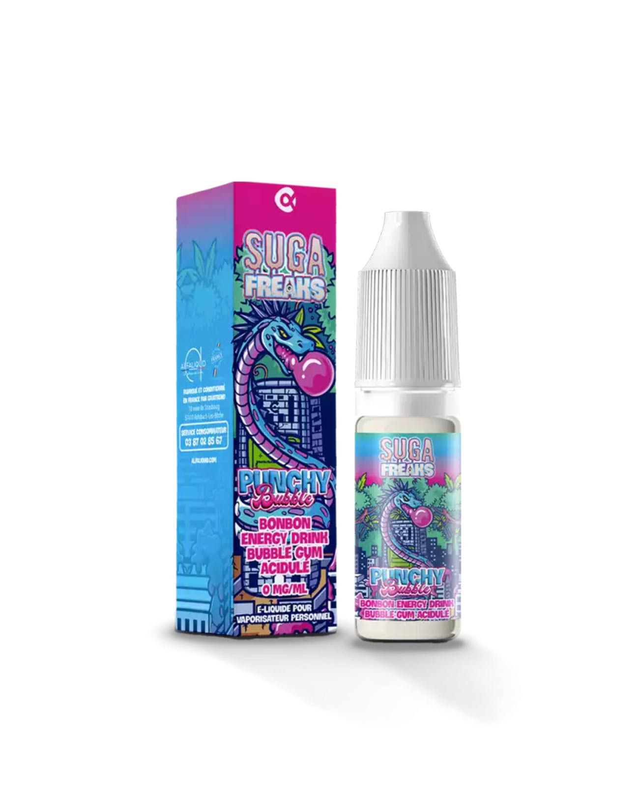 Packaging boite E-liquide 10 ml Alfaliquid Suga Freaks Punchy Bubble