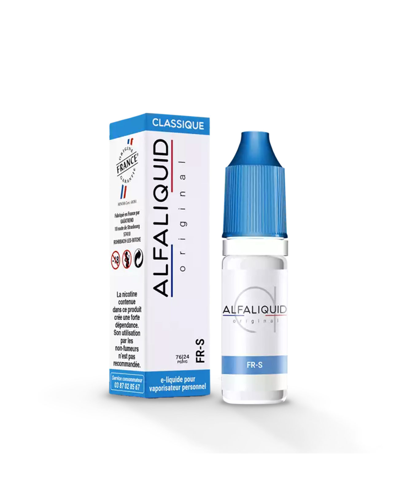 Packaging boite e-liquide 10 ml Alfaliquid Original FR-S