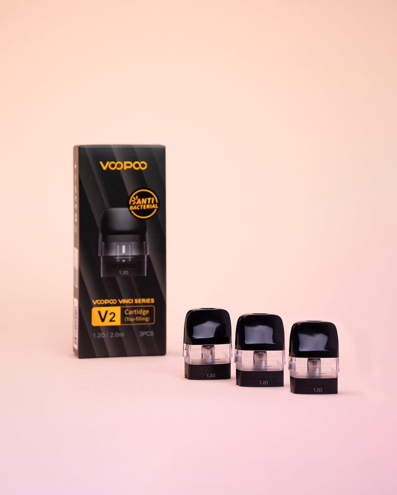 Boîte de 3 cartouches 1,2 ohm tirage serré compatibles avec les pods Vinci Q, Vinci SE et Drag Nano 2 de chez Voopoo.