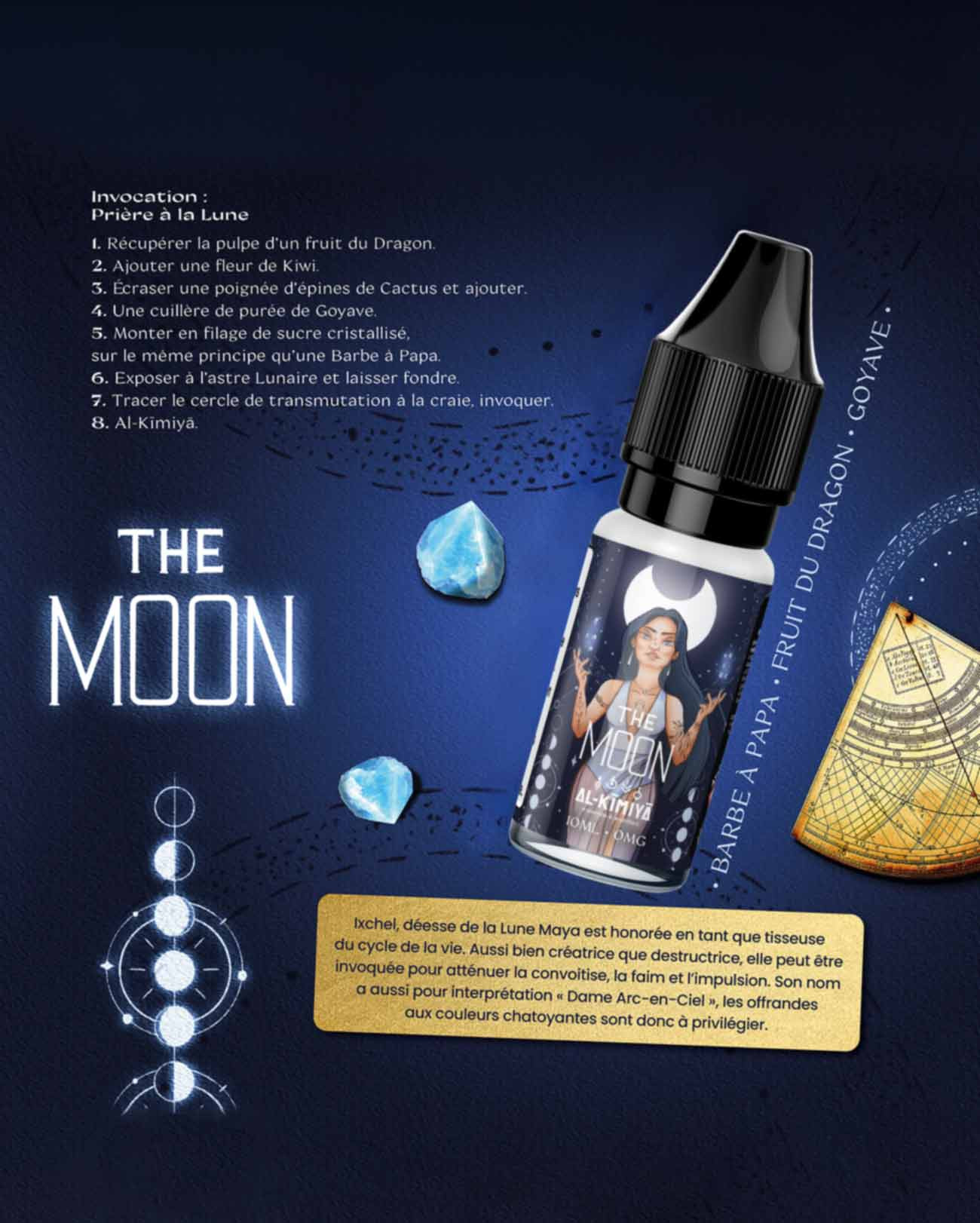 E-liquide Al-Kimiya The Moon 10 ml arôme barbe à papa, fruit du dragon et goyave