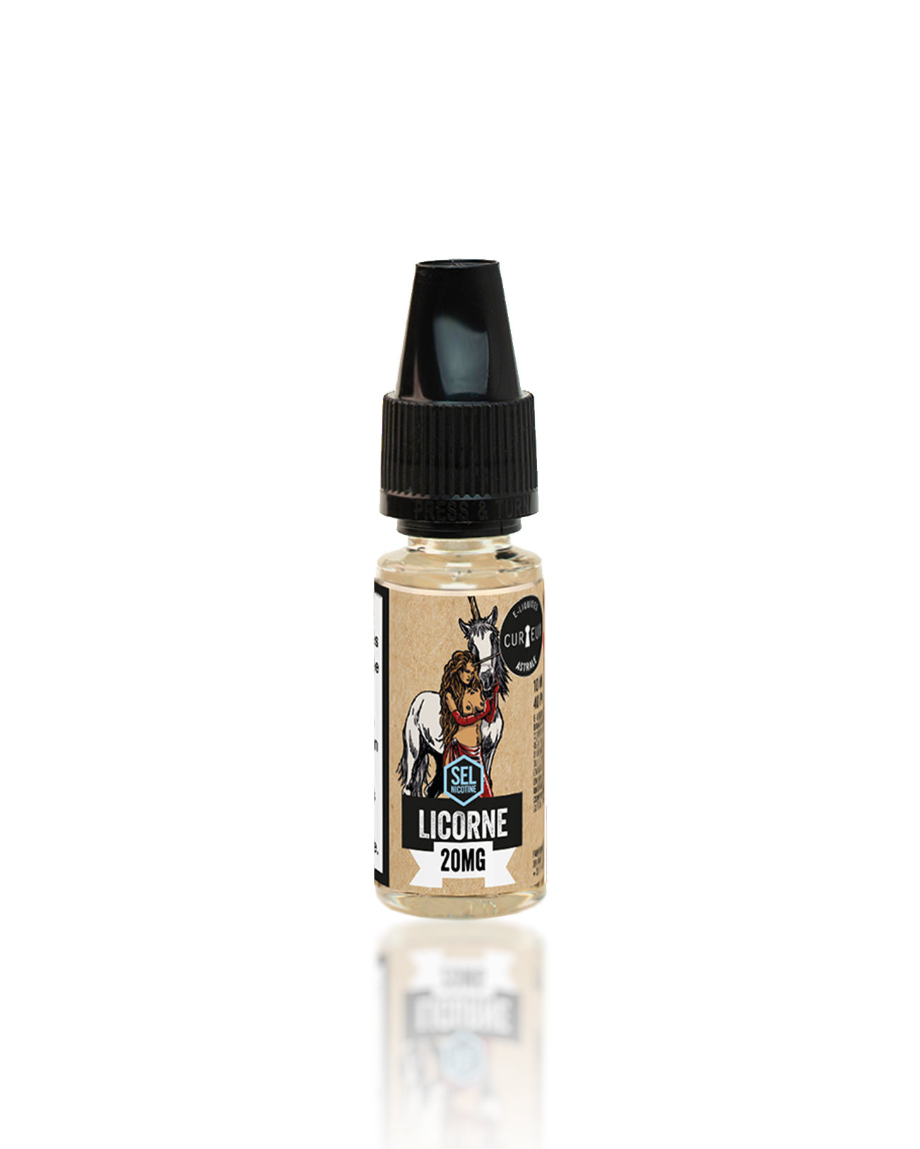 E-liquide 10 ml sels de nicotine Curieux Licorne parfum fraise, fruit du dragon et frais