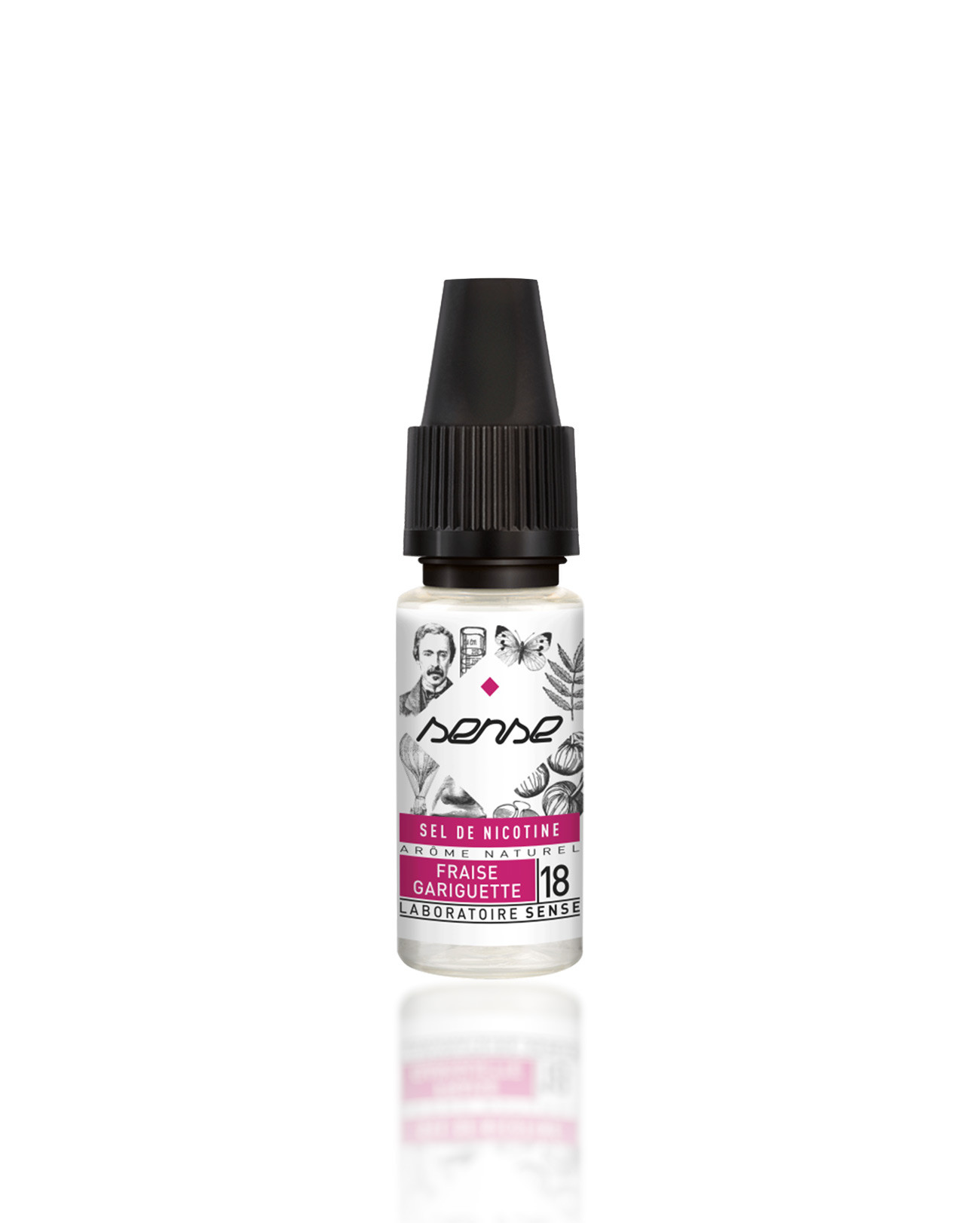 E-liquide Laboratoire Sense 10 ml aux sels de nicotine pour cigarette électronique parfum fraise gariguette