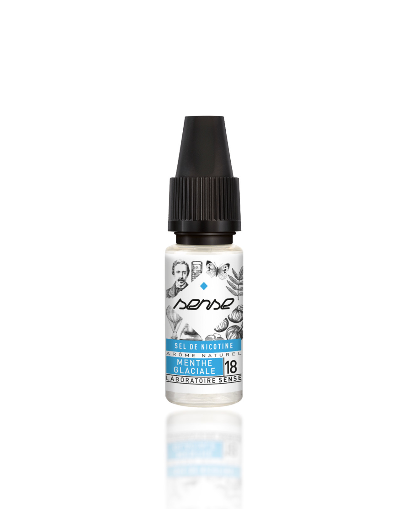 E-liquide Laboratoire Sense 10 ml aux sels de nicotine pour cigarette électronique parfum menthe glaciale