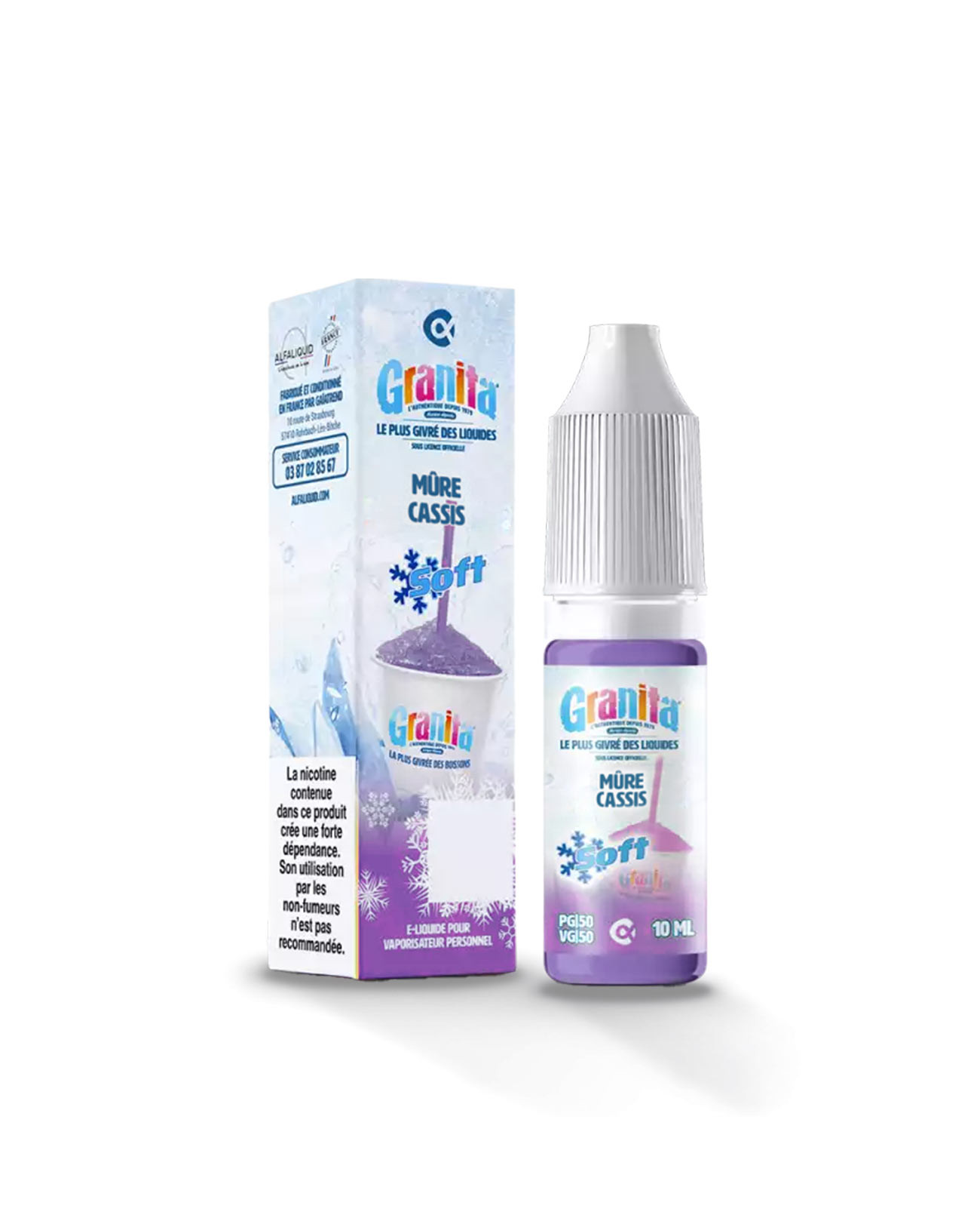 E-liquide Alfaliquid Granita Soft Mûre Cassis 10 ml, fruité frais granité