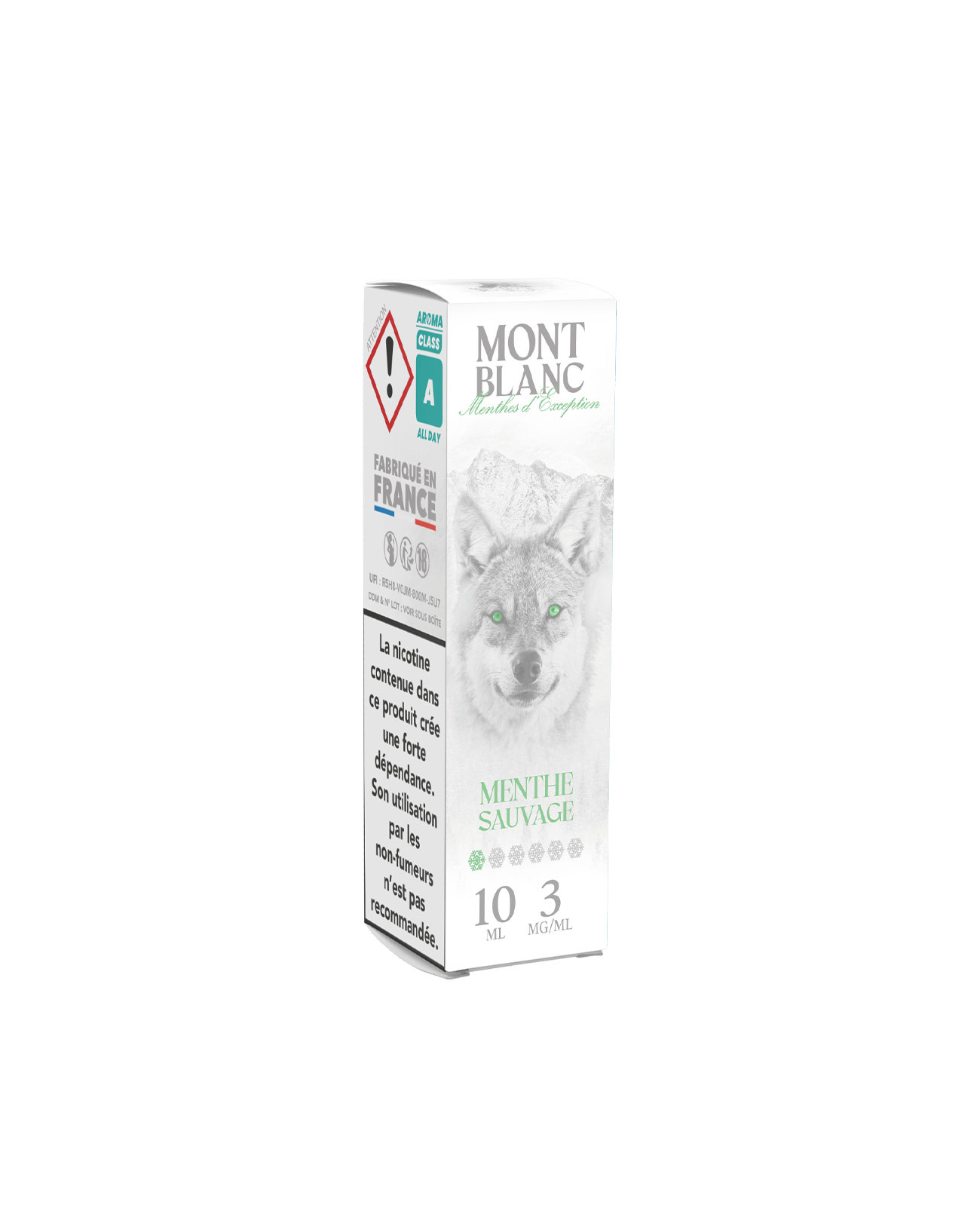 Packaging boite E-liquide Menthe Sauvage 10 ml Mont Blanc Vap'or Juices