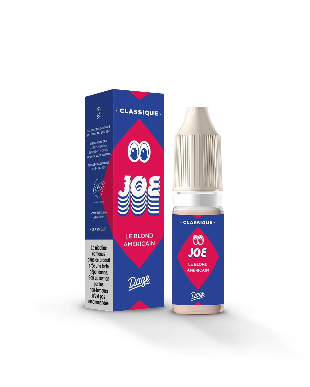 Packaging e-liquide classic blond 10ml Daze Joe