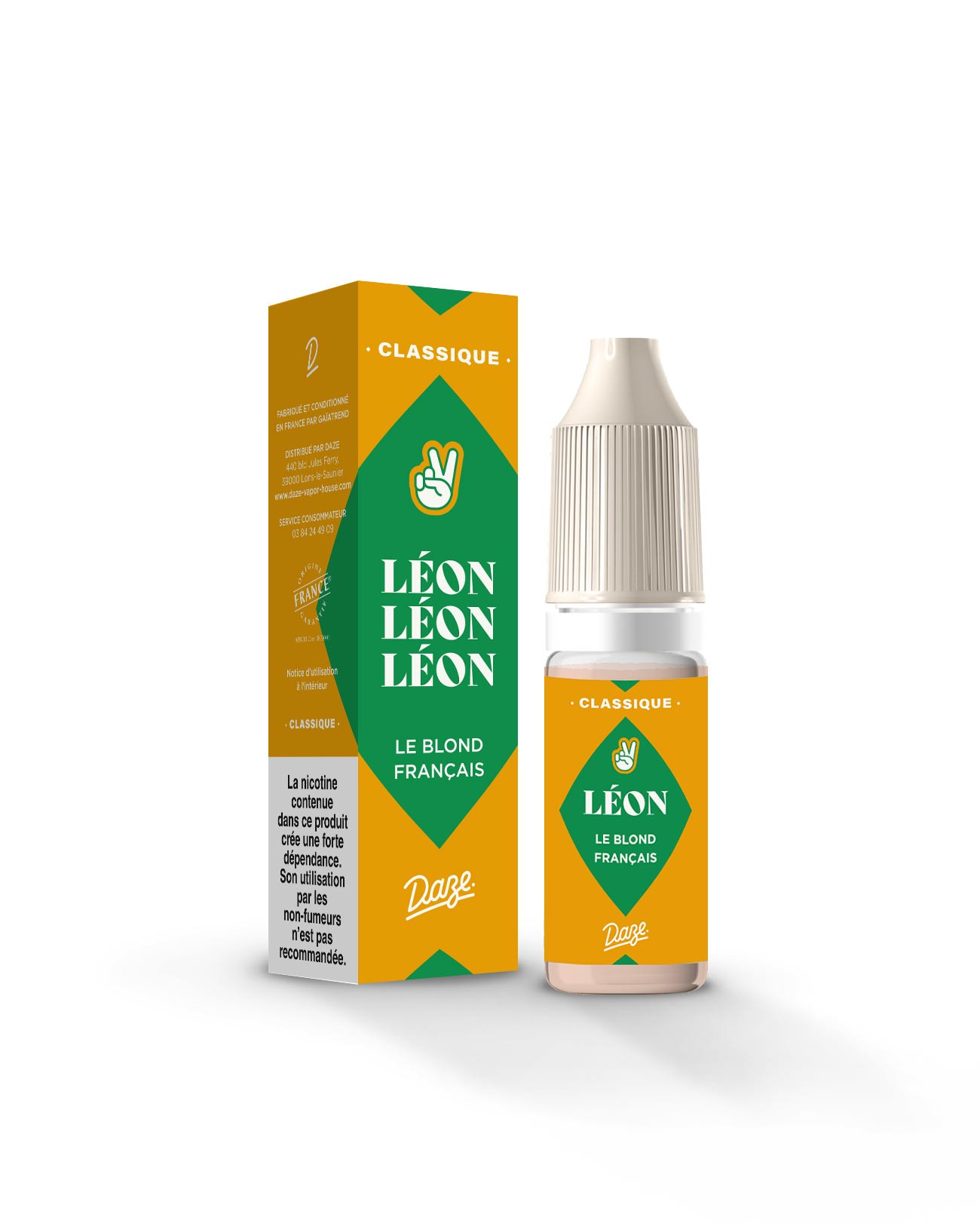 Packaging e-liquide classic blond 10ml Daze Léon gout tabac frw
