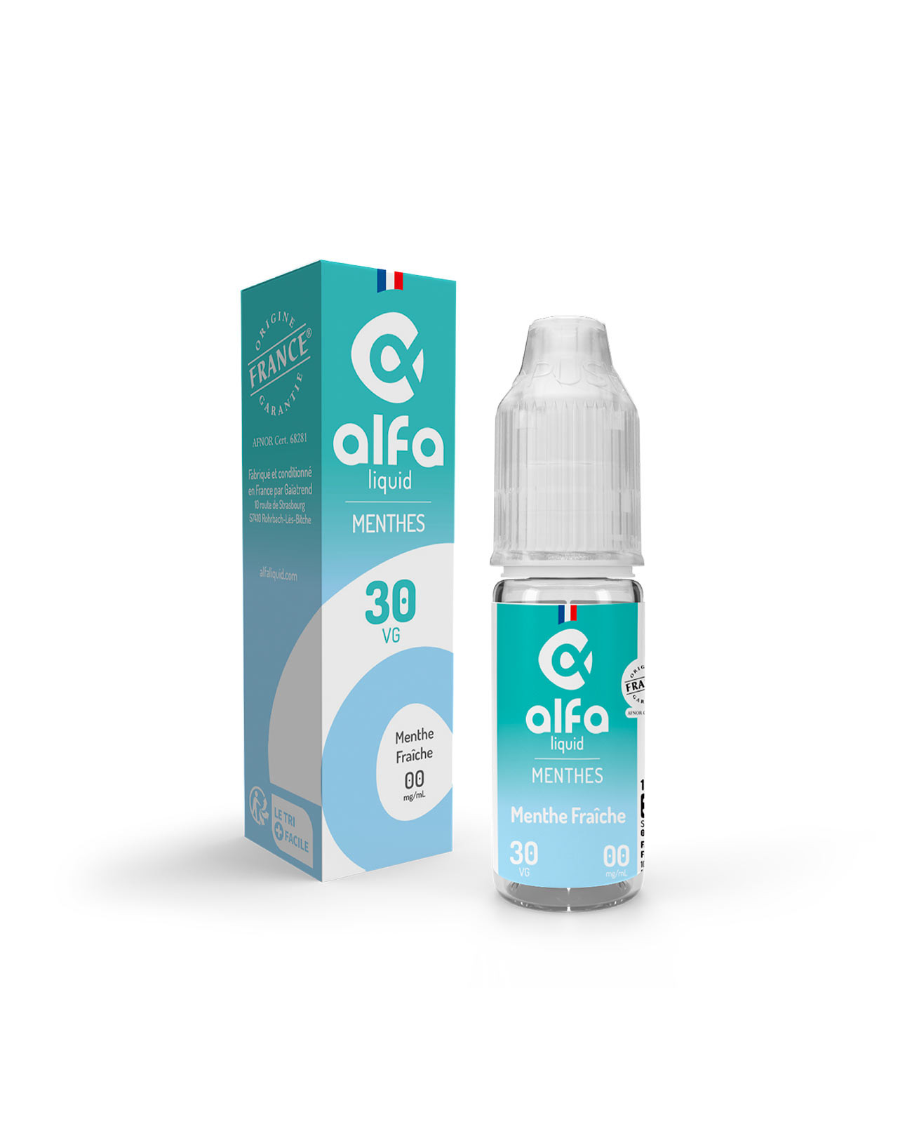 e-liquide Menthe Fraiche Alfaliquid 10 ml made in france avec boite