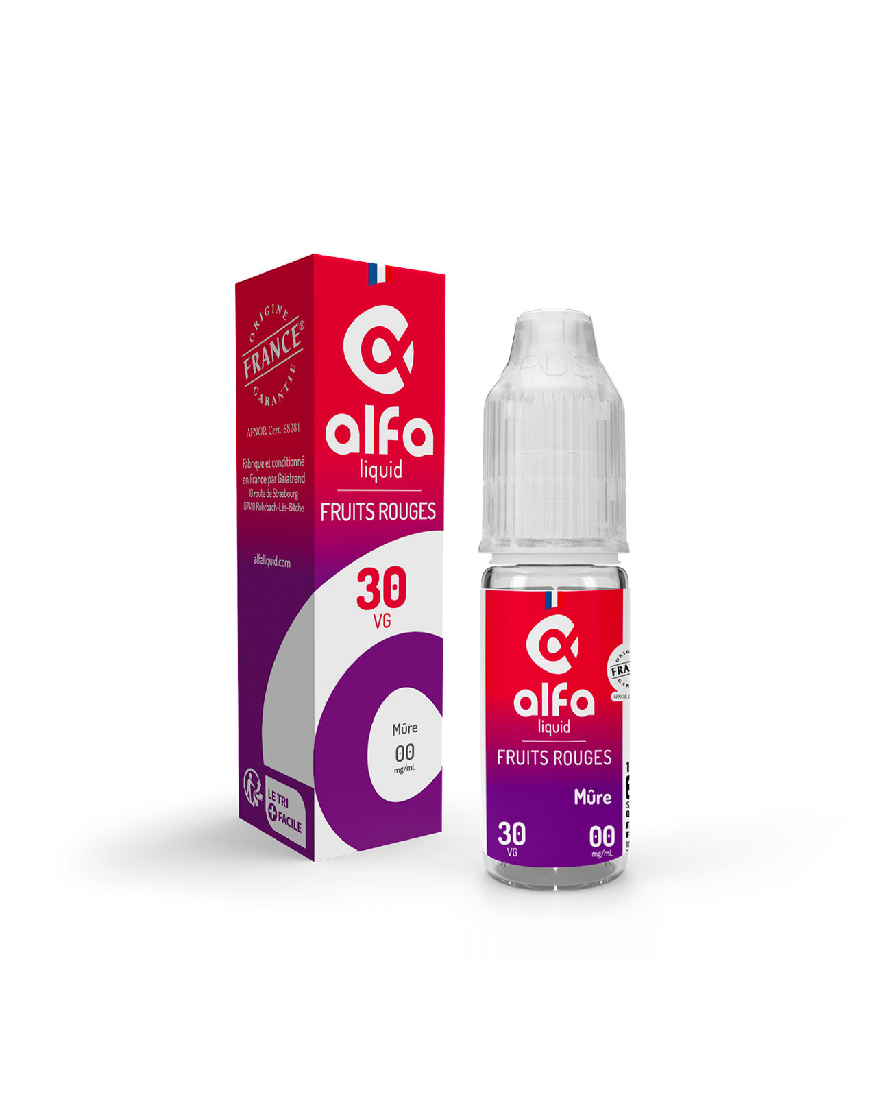 e-liquide Mûre Alfaliquid 10 ml made in france avec boite