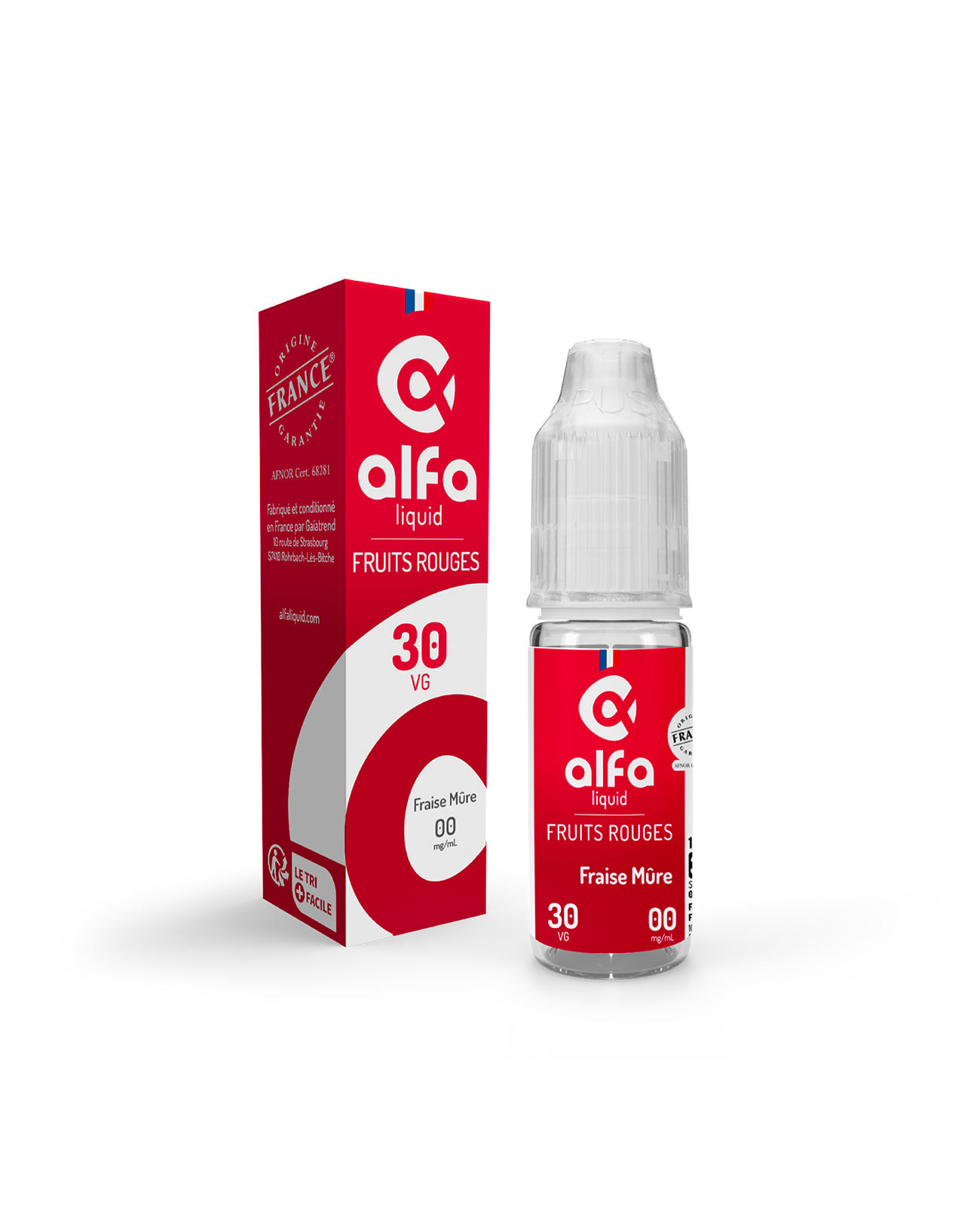 e-liquide Fraise Mûre Alfaliquid 10 ml made in france avec boite