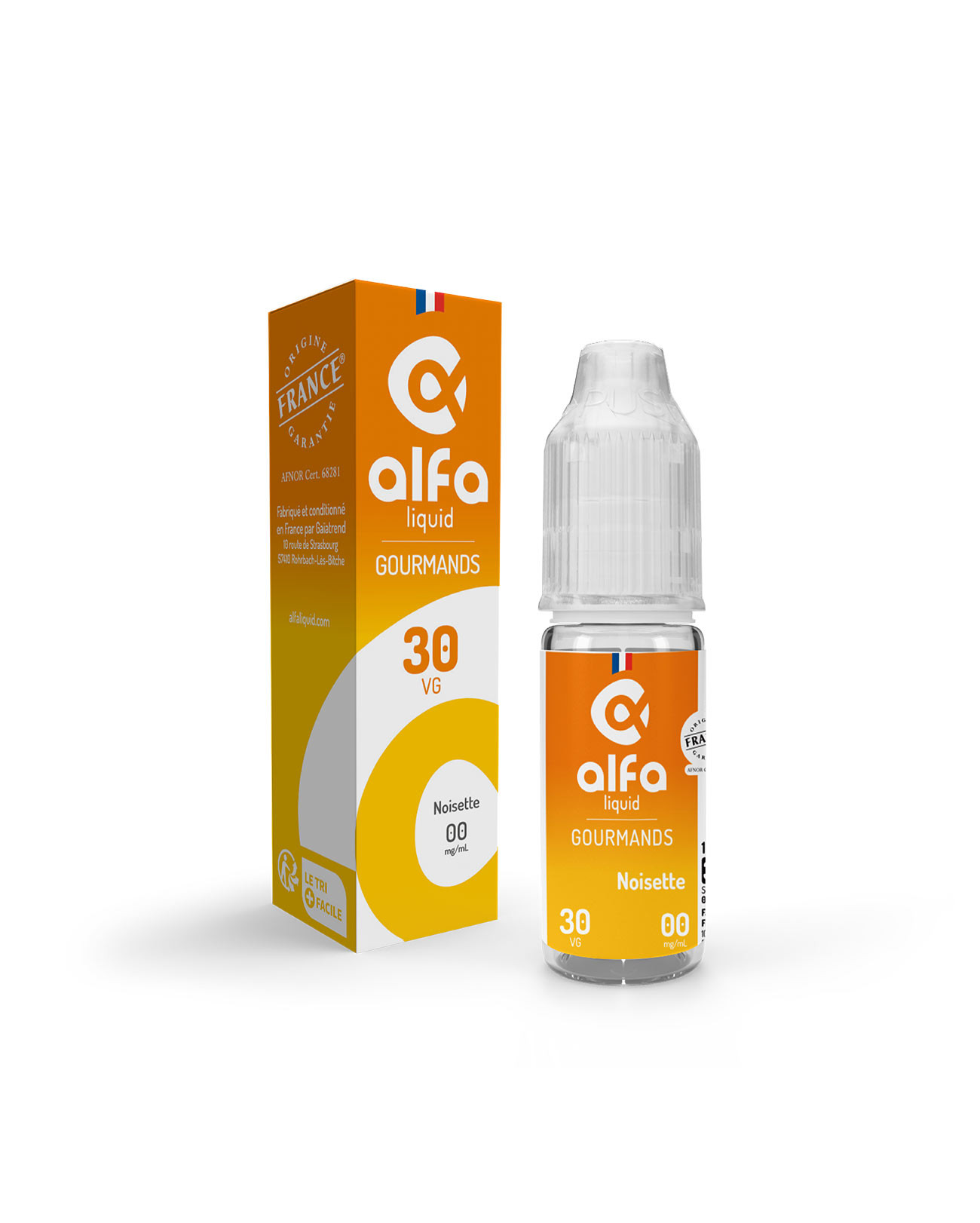 e-liquide Noisette Alfaliquid 10 ml made in france avec boite