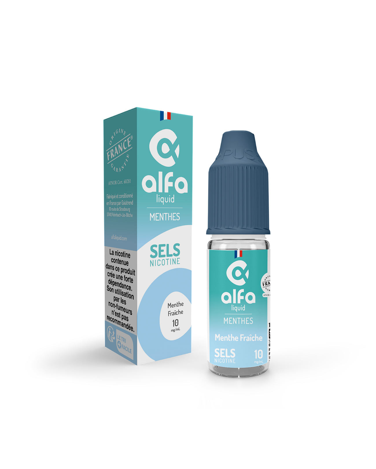 E-liquide Menthe Fraiche Sels de nicotine Alfaliquid 10 ml avec boite