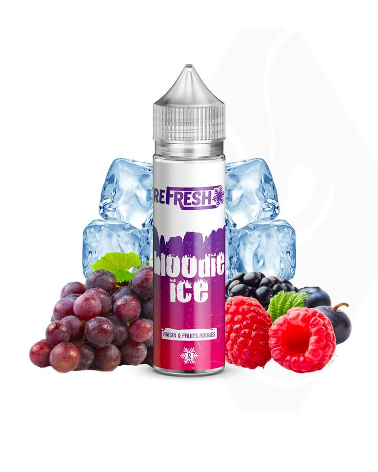 E-liquide grand format pour vapote Refresh Bloodie Ice saveur fruits rouges et raisin