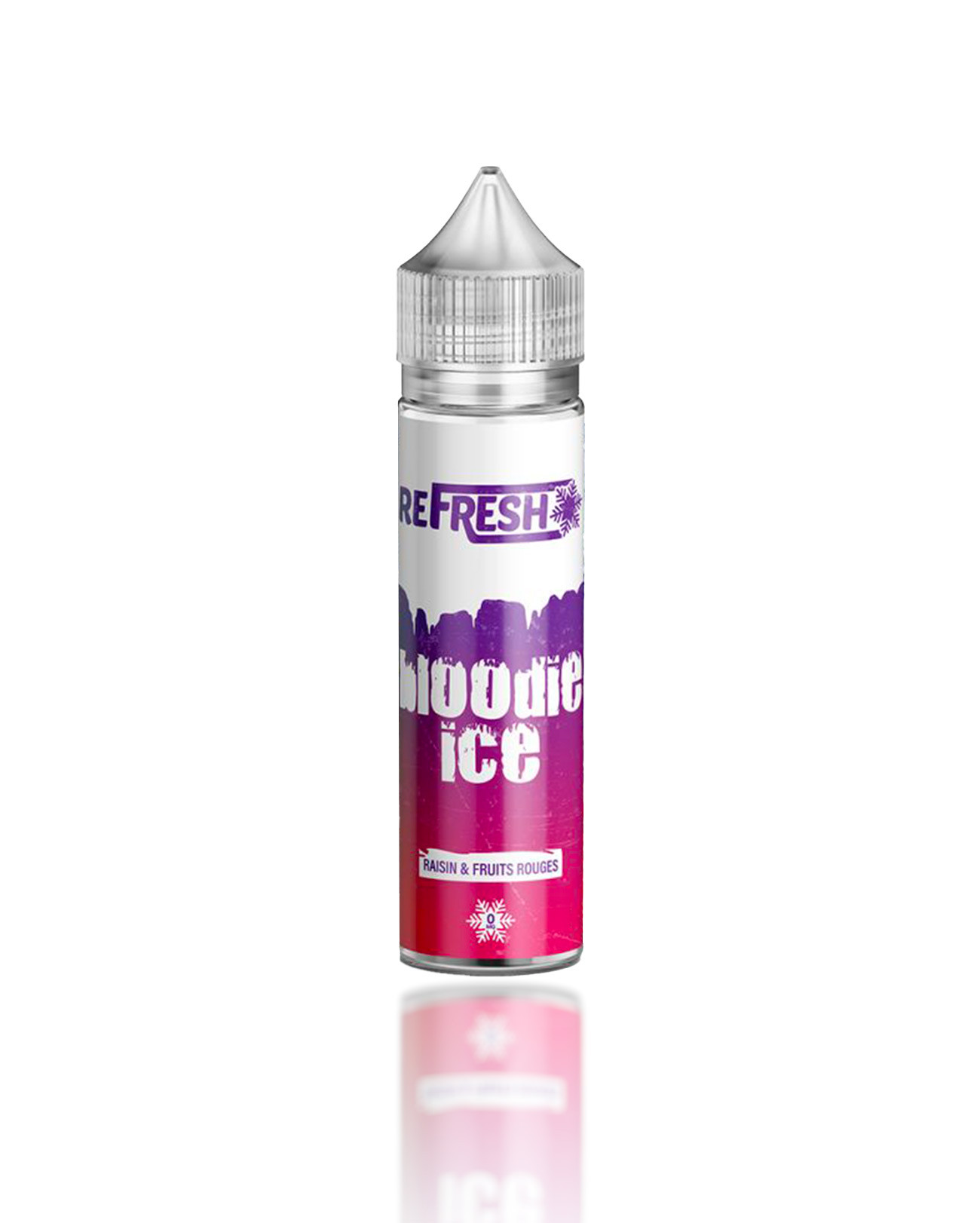 E-liquide 50 ml à vapoter pour e-cig Refresh Bloodie Ice goût très frais parfum fruits rouges et raisin