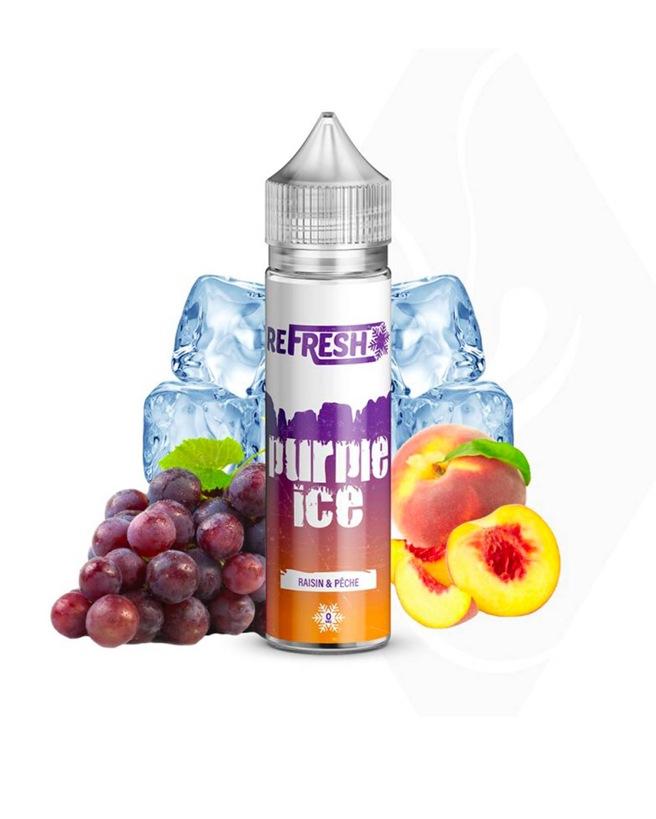 E-liquide grand format pour vapote Refresh Purple Ice saveur ice tea pêche et raisin