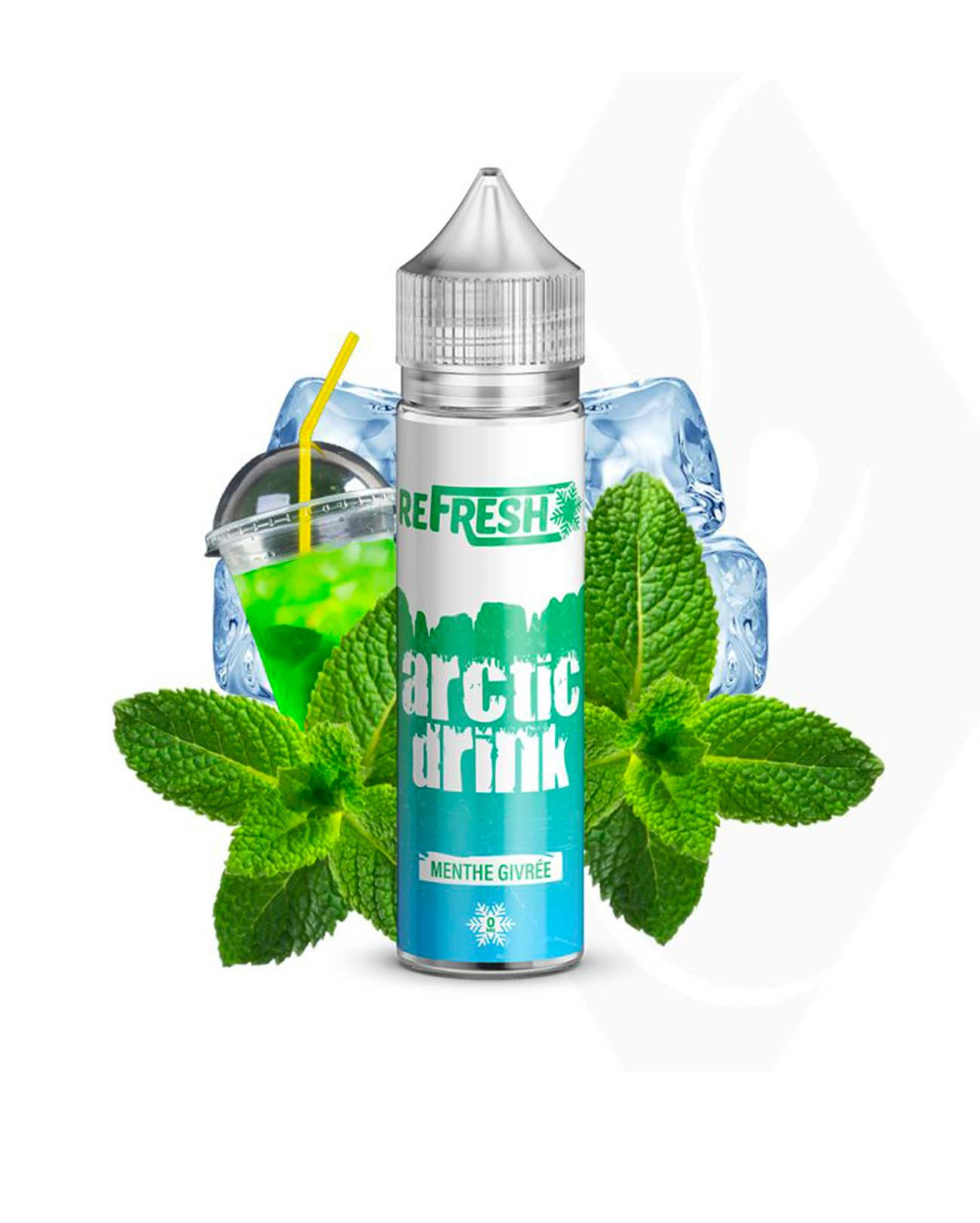 E-liquide grand format pour vapote Refresh Arctic Drink saveur boisson menthe givrée