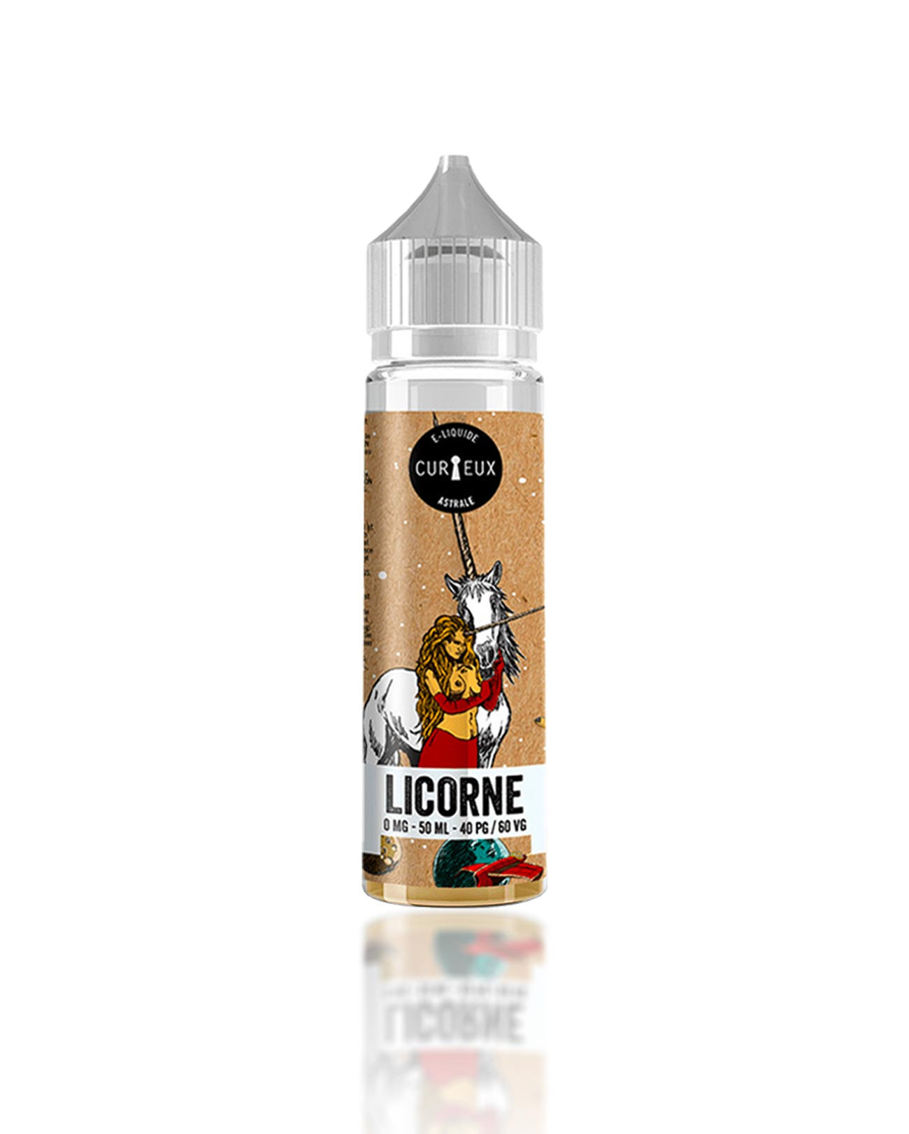 E-liquide en grand format Licorne de chez Curieux, goût sucré et fruité