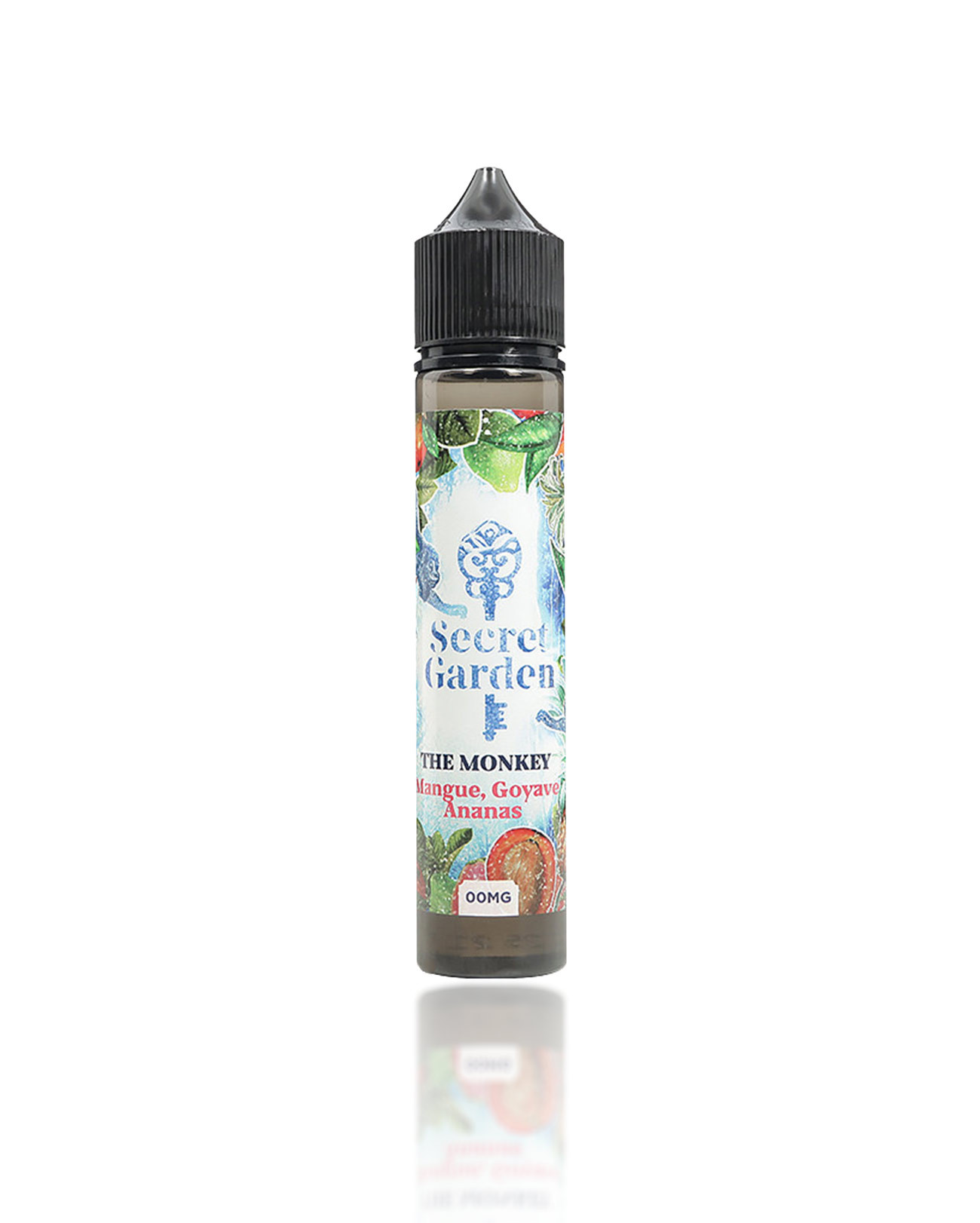 E-liquide 50 ml pour cigarette électronique Secret Garden The Monkey parfum frais mangue, goyave et ananas