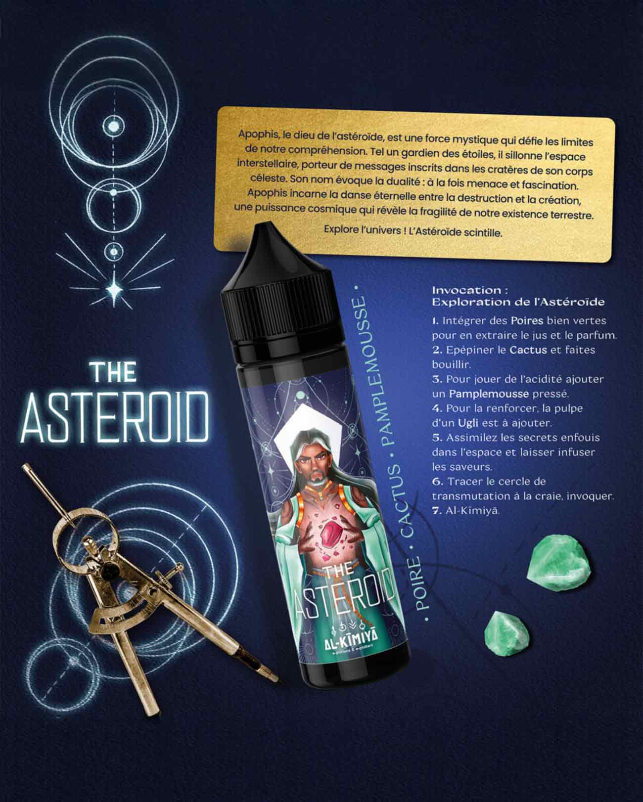 E-liquide 50 ml The Asteroid Al-Kimiya Astronomia parfum poire, cactus et pamplemousse