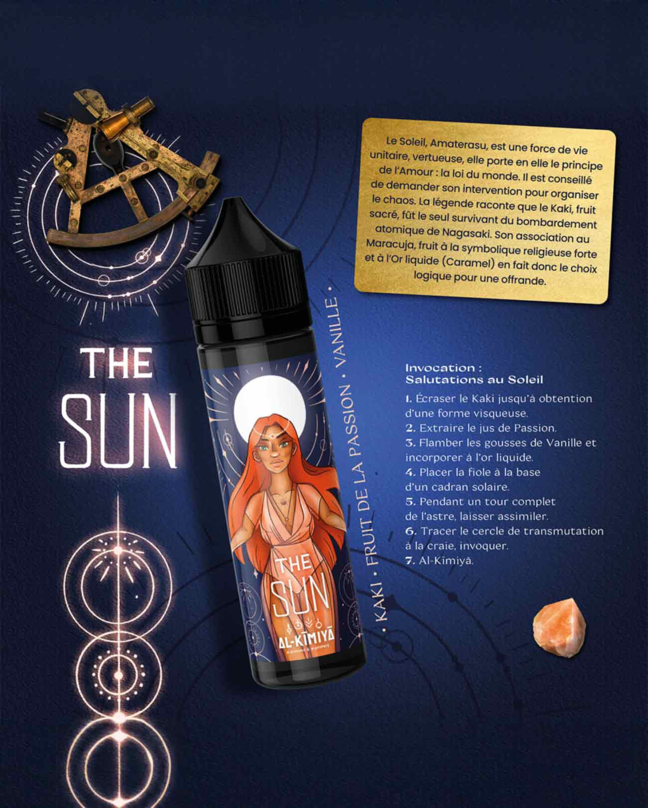 E-liquide 50 ml The Sun Al-Kimiya Astronomia parfum kaki, fruit de la passion et vanille