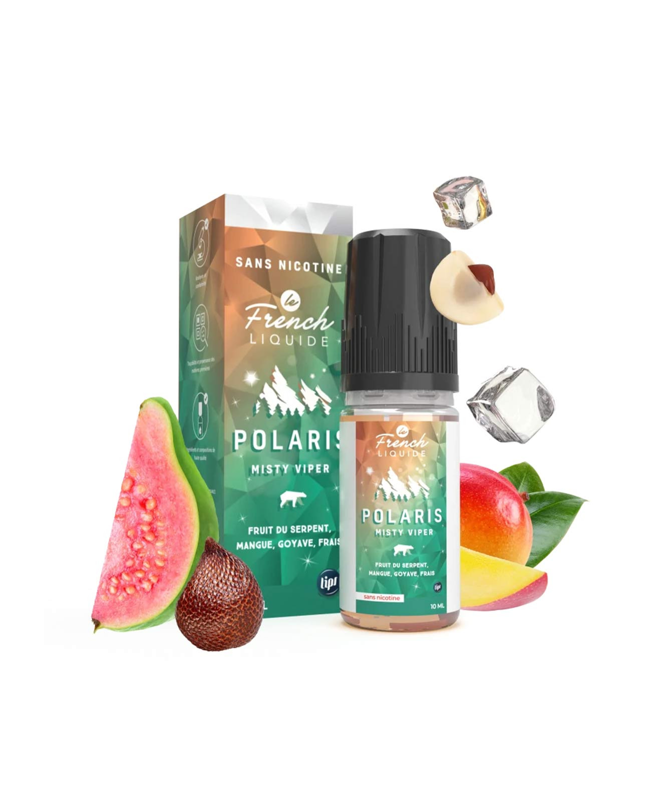 E-liquide Misty Viper Polaris avec sa boîte parfum fruit du serpent goyave et mangue