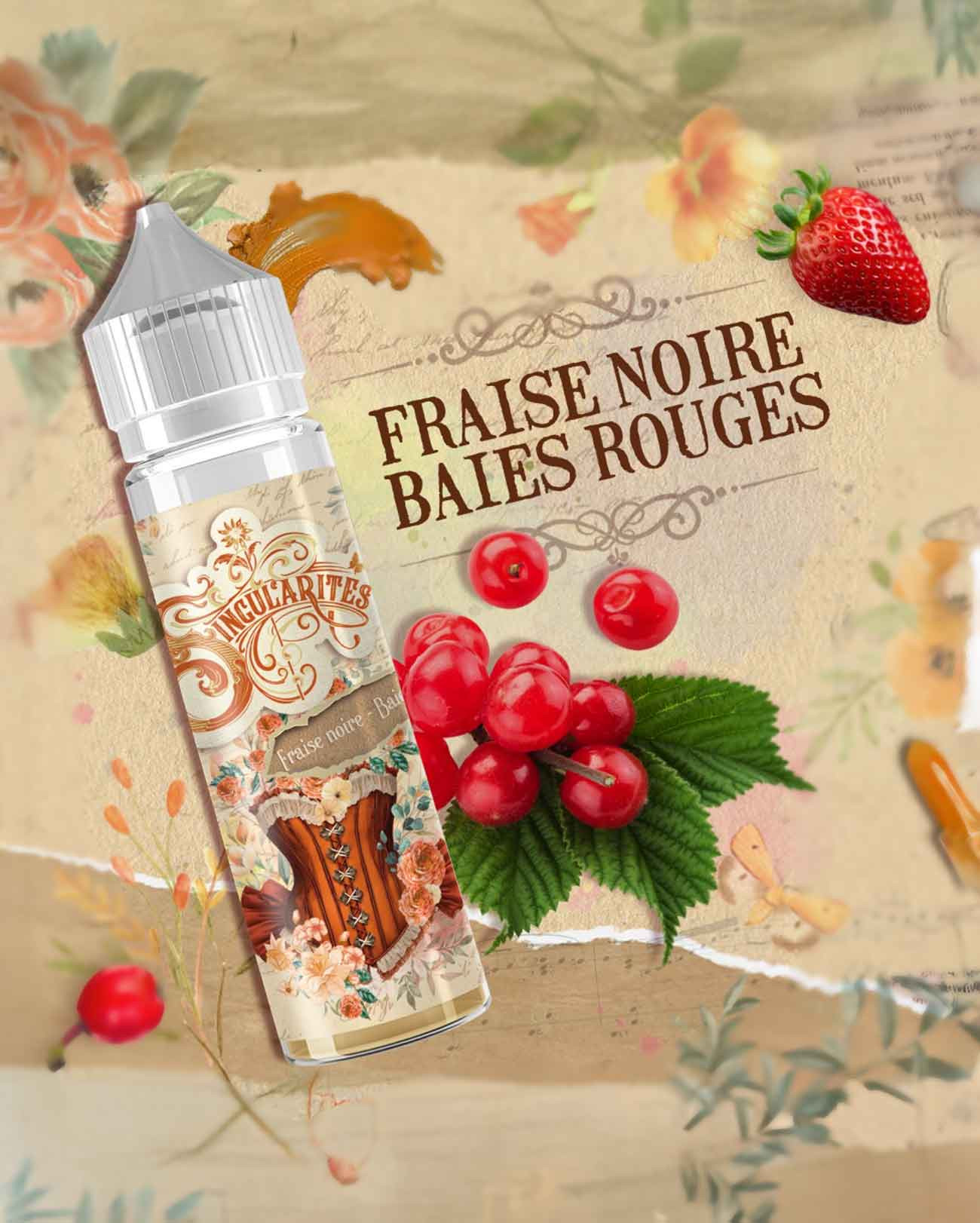 E-liquide Fraise Noire Baies Rouges en grand format de la marque Singularités sucré