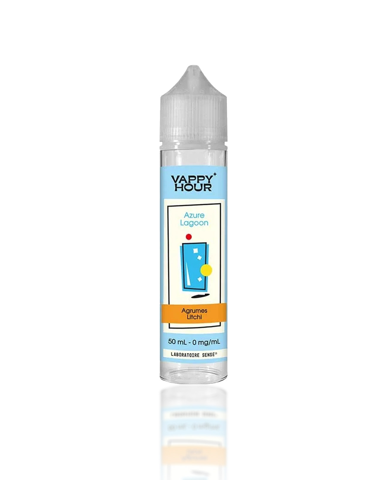 E-liquide Azure Lagoon 50 ml Vappy Hour du Laboratoire Sense un juice cocktail agrumes litchi