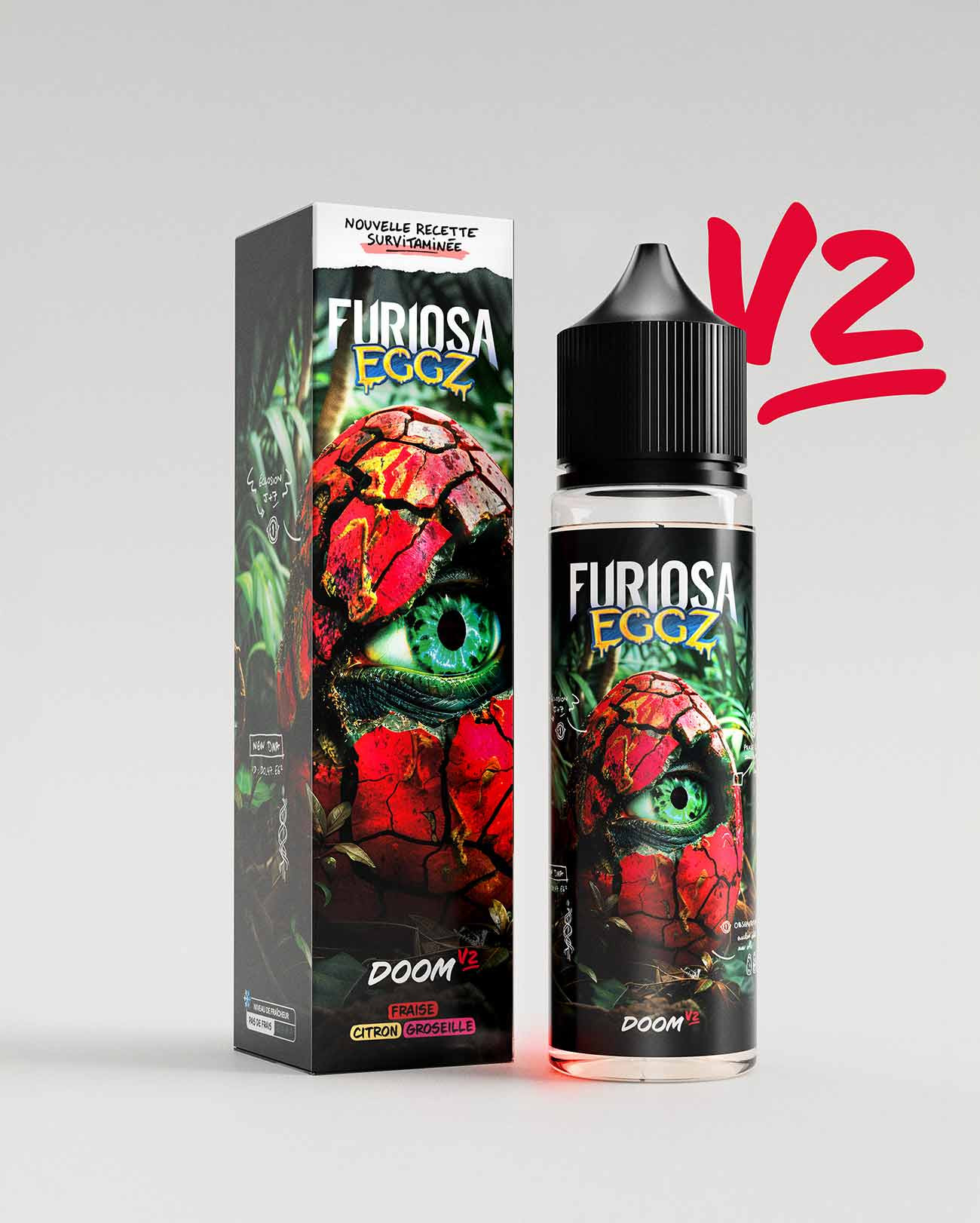 E-liquide Furiosa Eggz Doom V2 en 50 ml avec son carton