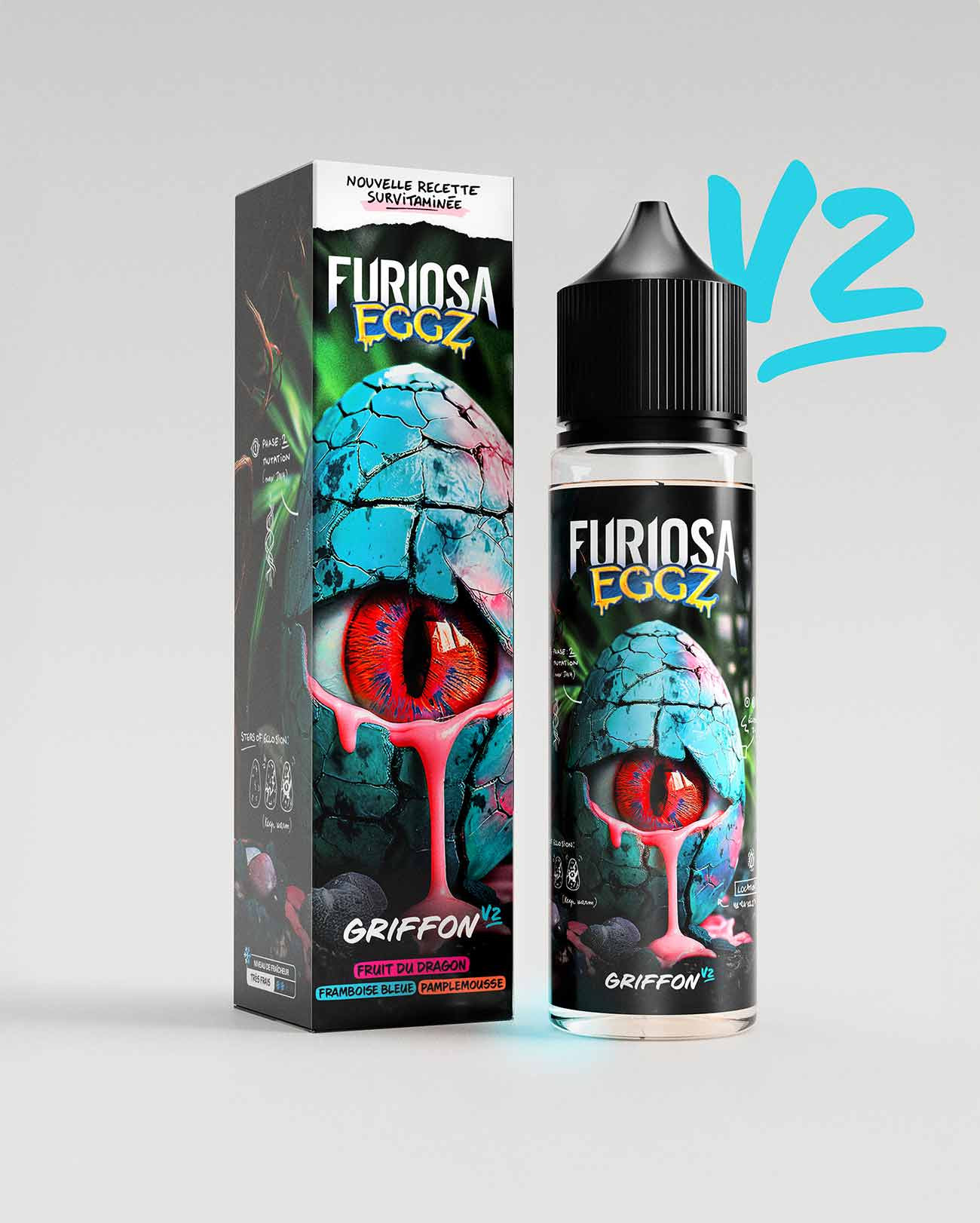E-liquide Griffon V2 50 ml Furiosa Eggz avec son packaging