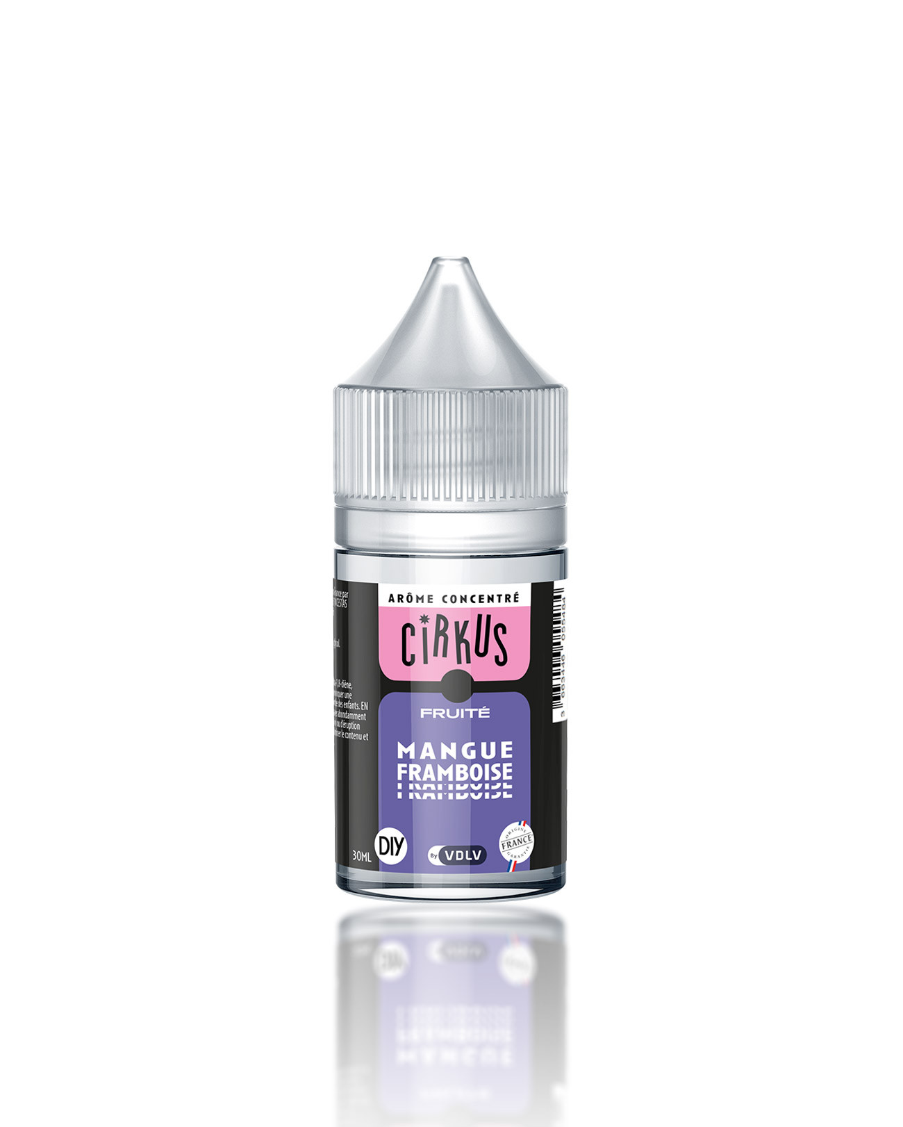 Arôme concentré 30 ml Mangue Framboise Cirkus VDLV goût exotique et tropical pour fabriquer son e-liquide DIY maison