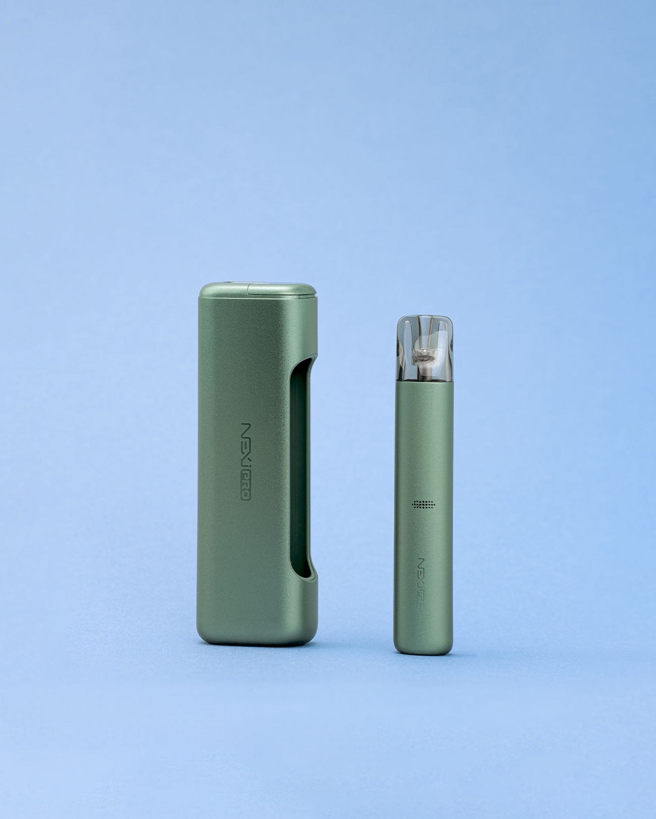 Petite e-cig Aspire Nexi Pro avec batterie externe couleur metallic jade
