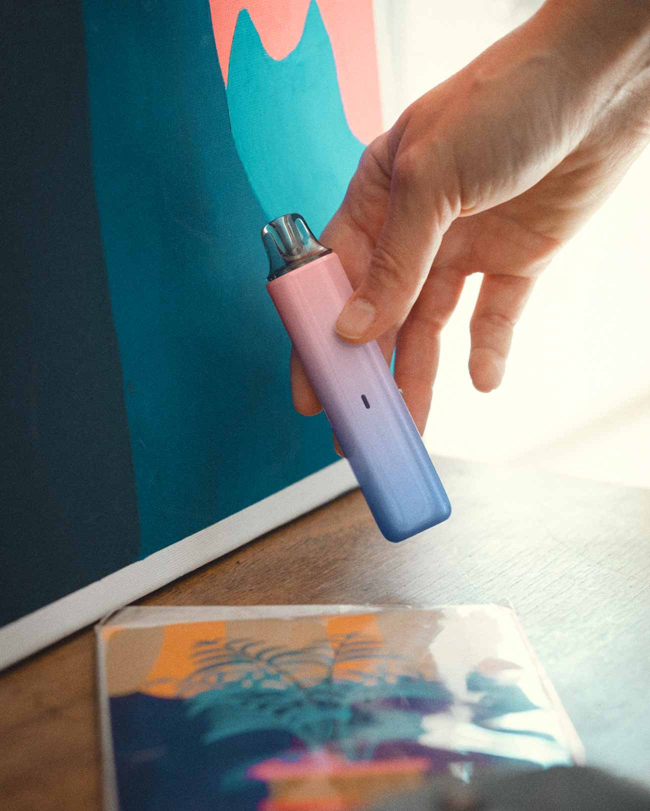 Pod mini CE Vaporesso Vibe SE couleurs dégradées Ice cream pink rose et bleue