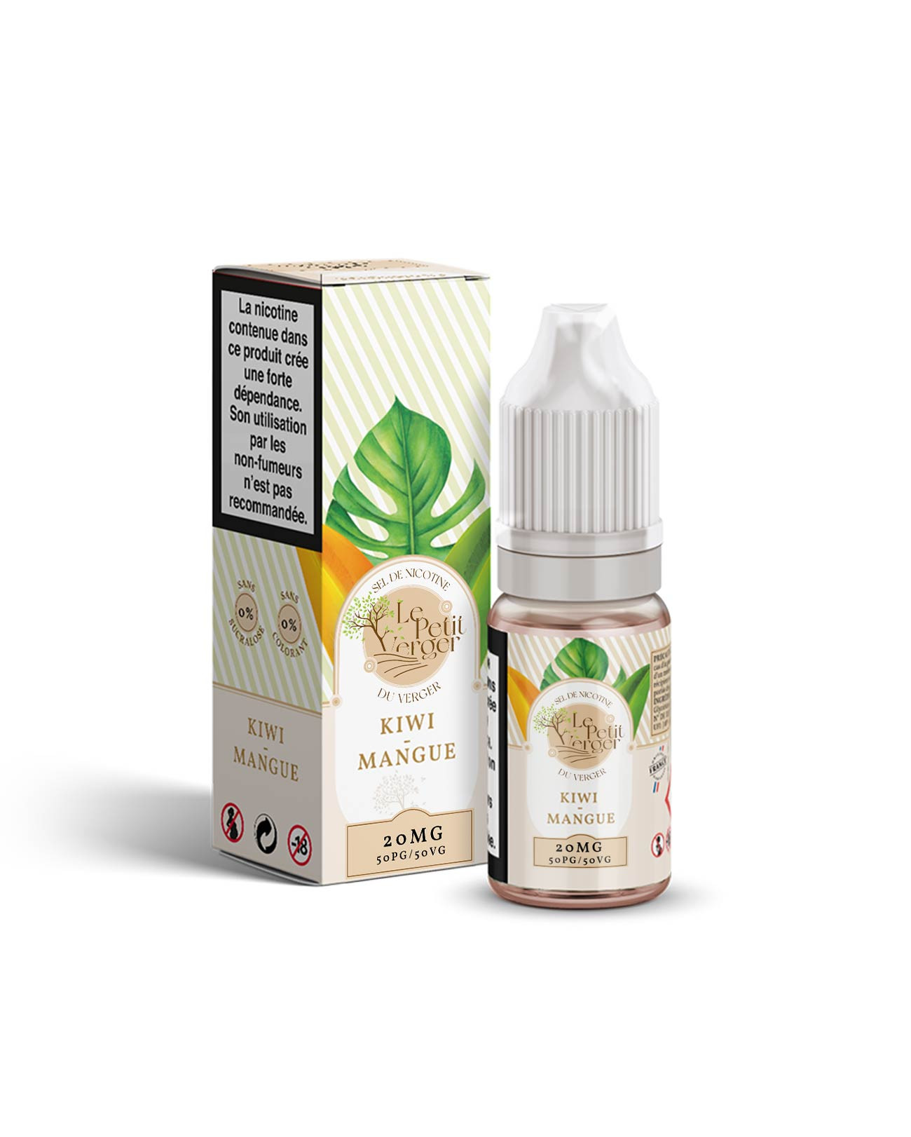 Packaging e-liquide Le Petit Verger parfum Kiwi mangue au sel de nicotine saveur fruité douce