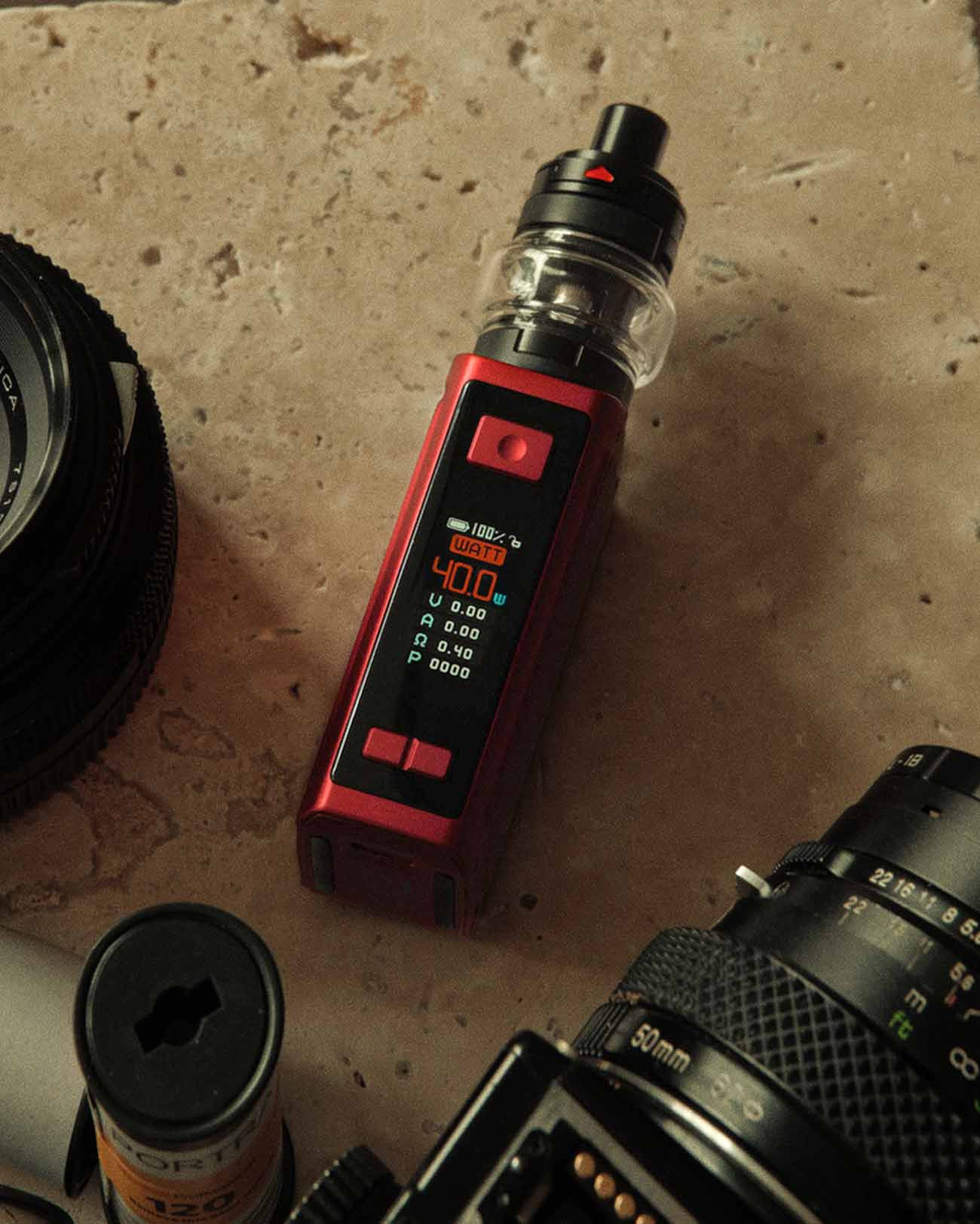 Box pour cigarette électronique Aspire Rover Plus couleur Carbon carbon red petit format