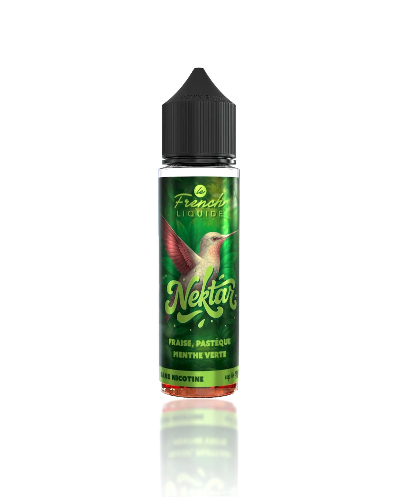 E-liquide fruité Nektar Fraise Pastèque Menthe verte de chez Le French Liquide en grand format 50 ml prêt à booster en nicotine