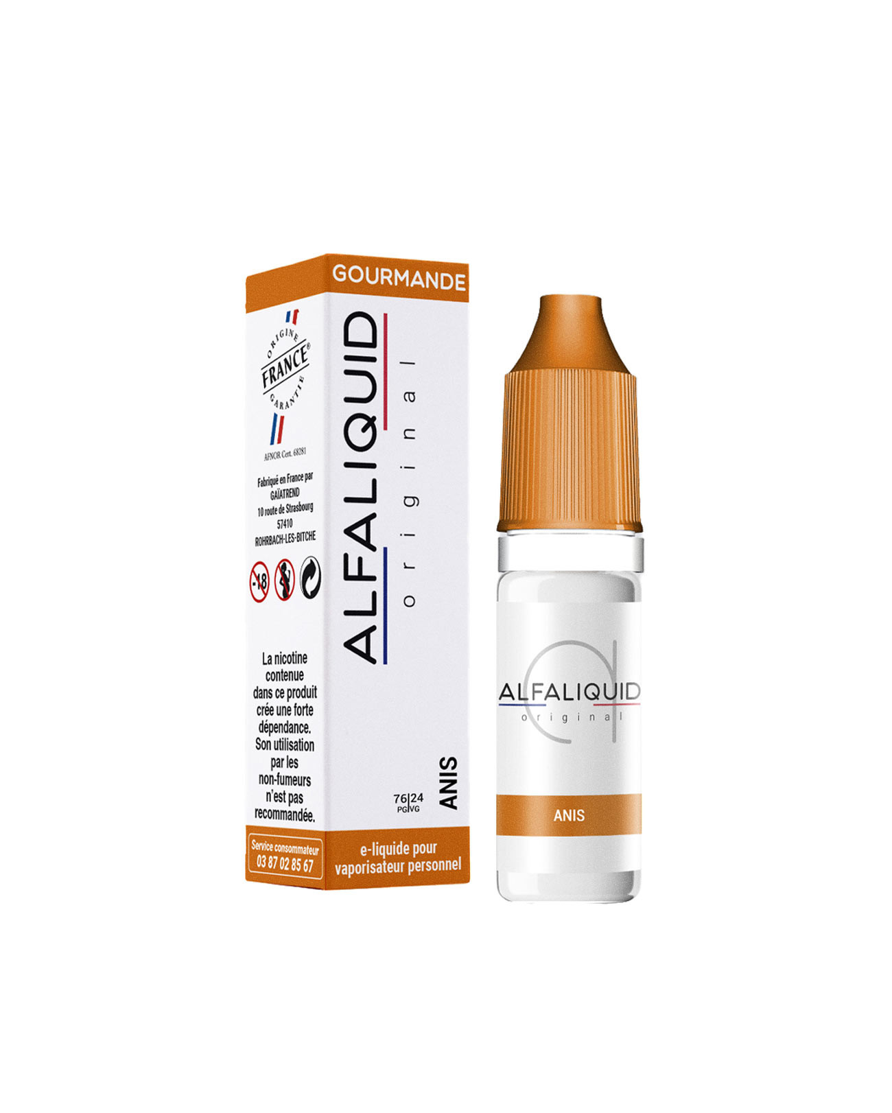 E-liquide Alfaliquid Anis ancien packaging 10 ml + boite