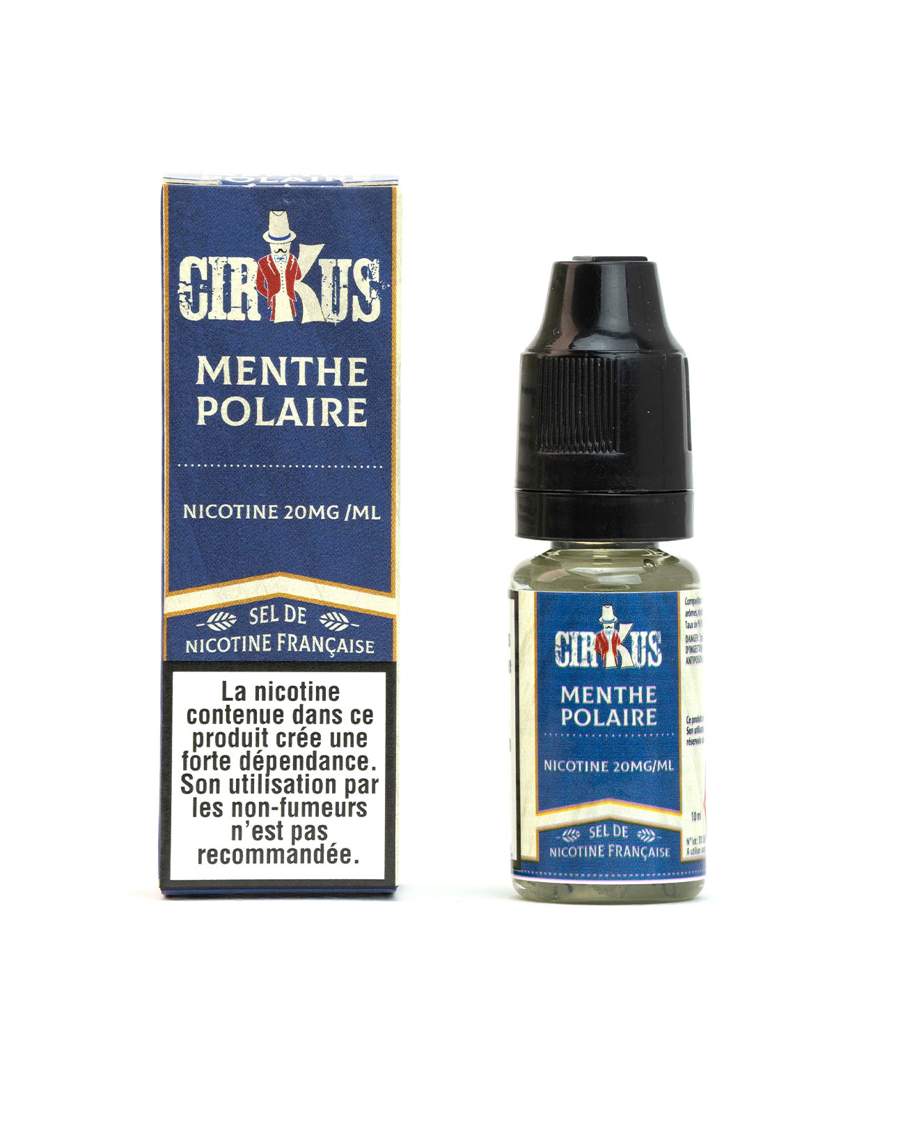 Packaging boîte e-liquide 10 ml Menthe Polaire Sel De Nicotine Cirkus Authentic VDLV