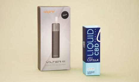 Le pack Vilter + Menthe inclut un e-liquide au CBD et une cigarette électronique pour un ensemble prêt à l'emploi